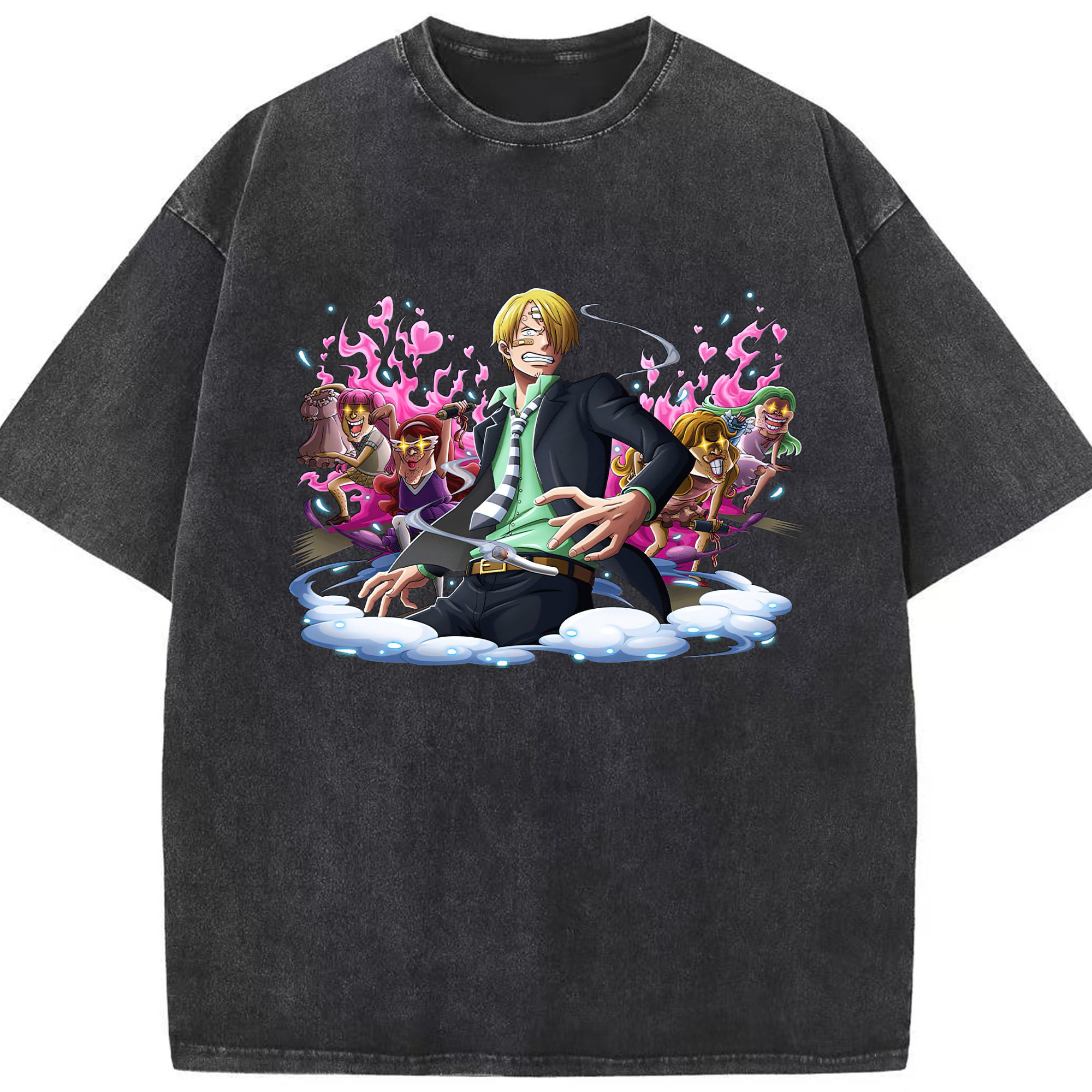 （画像用） ワンピース サンジ ONE PIECE Sanji 綿100% ヴィンテージ風 半袖Tシャツ（フロントプリント）