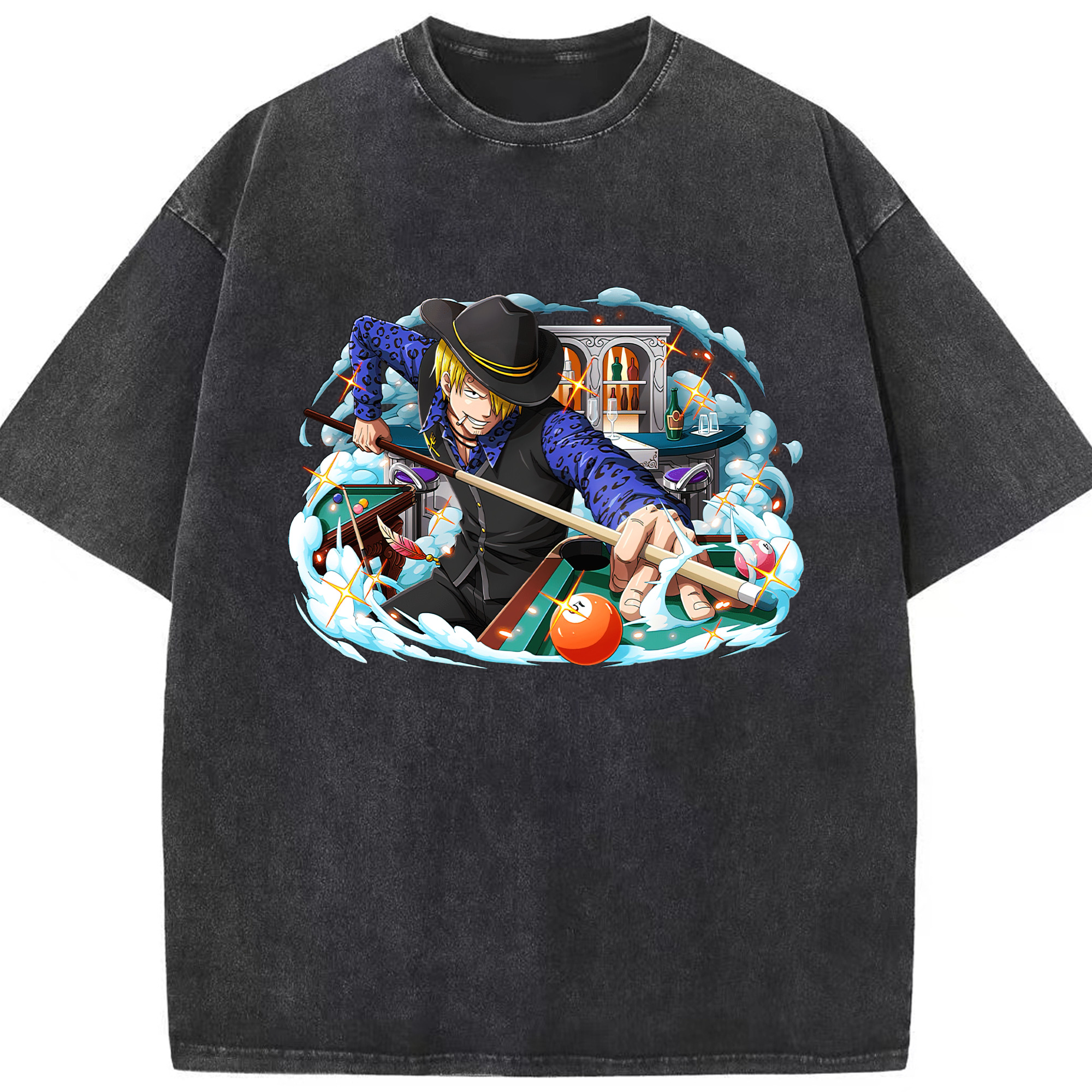（画像用） ワンピース サンジ ONE PIECE Sanji 綿100% ヴィンテージ風 半袖Tシャツ（フロントプリント）