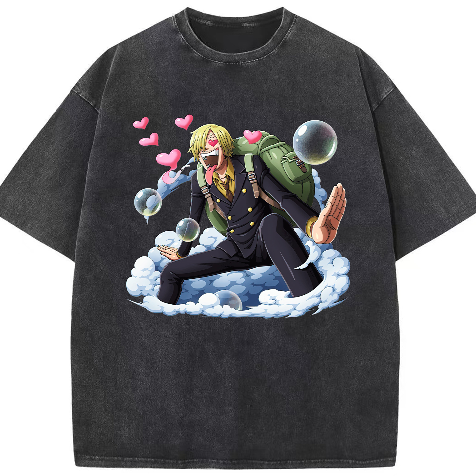 （画像用） ワンピース サンジ ONE PIECE Sanji 綿100% ヴィンテージ風 半袖Tシャツ（フロントプリント）