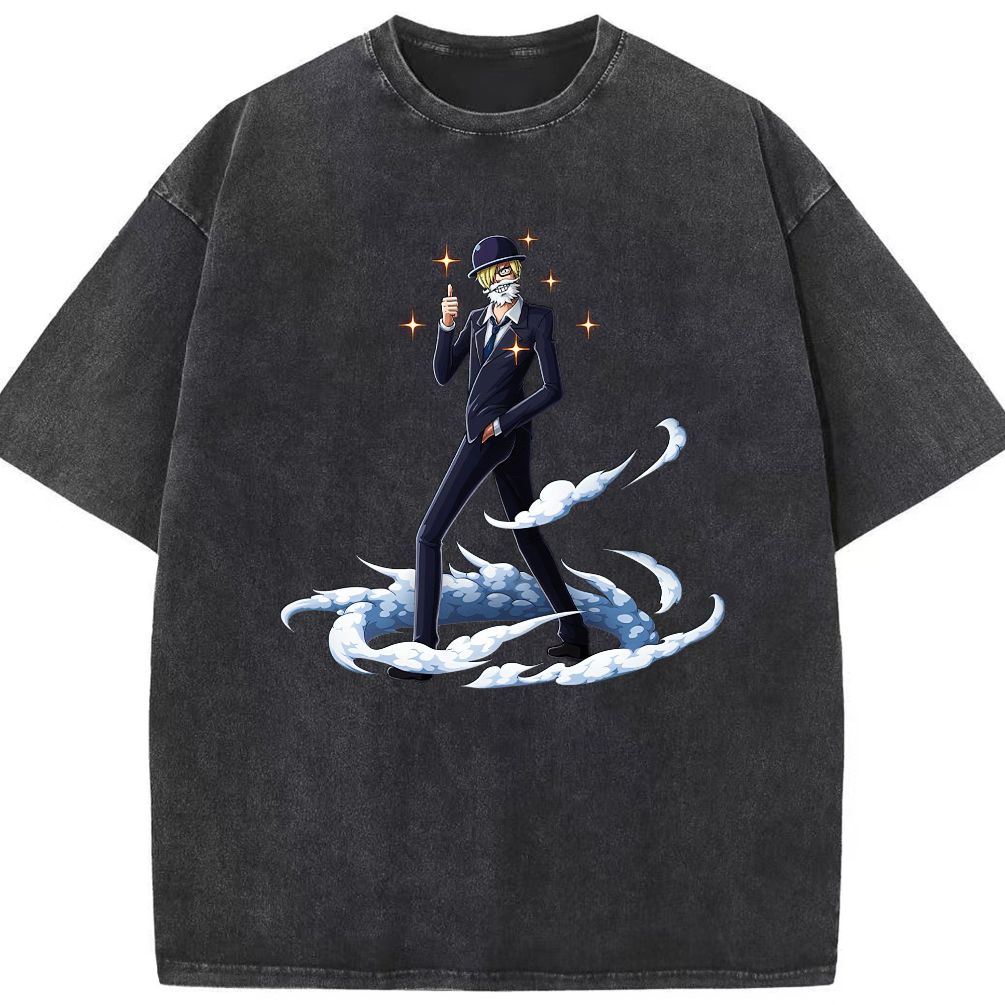 （画像用） ワンピース サンジ ONE PIECE Sanji 綿100% ヴィンテージ風 半袖Tシャツ（フロントプリント）