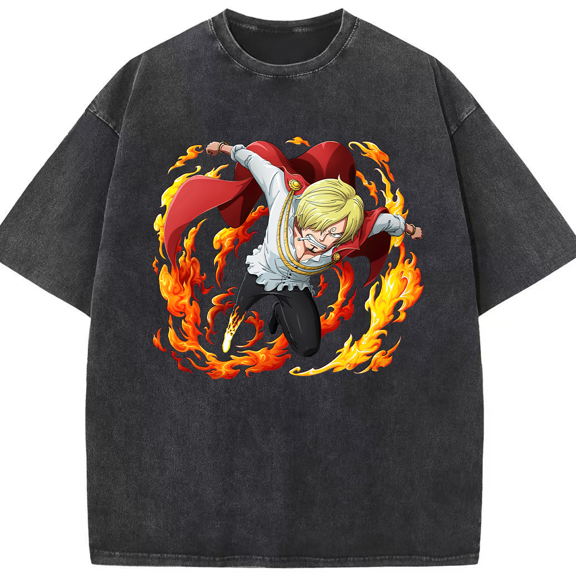 （画像用） ワンピース サンジ ONE PIECE Sanji 綿100% ヴィンテージ風 半袖Tシャツ（フロントプリント）