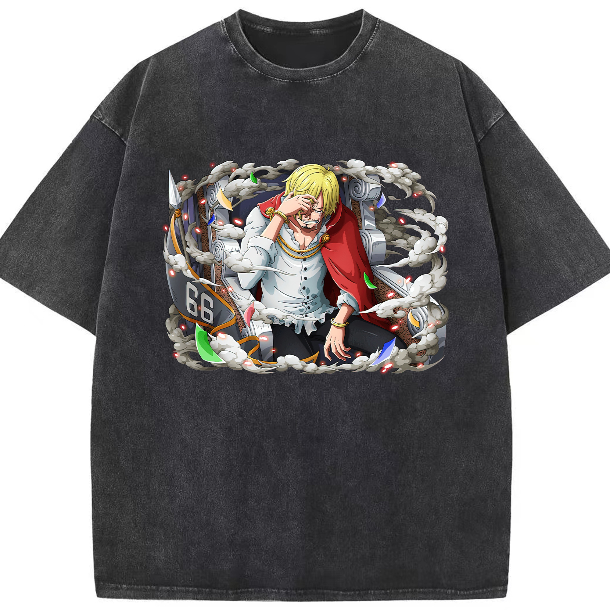 （画像用） ワンピース サンジ ONE PIECE Sanji 綿100% ヴィンテージ風 半袖Tシャツ（フロントプリント）