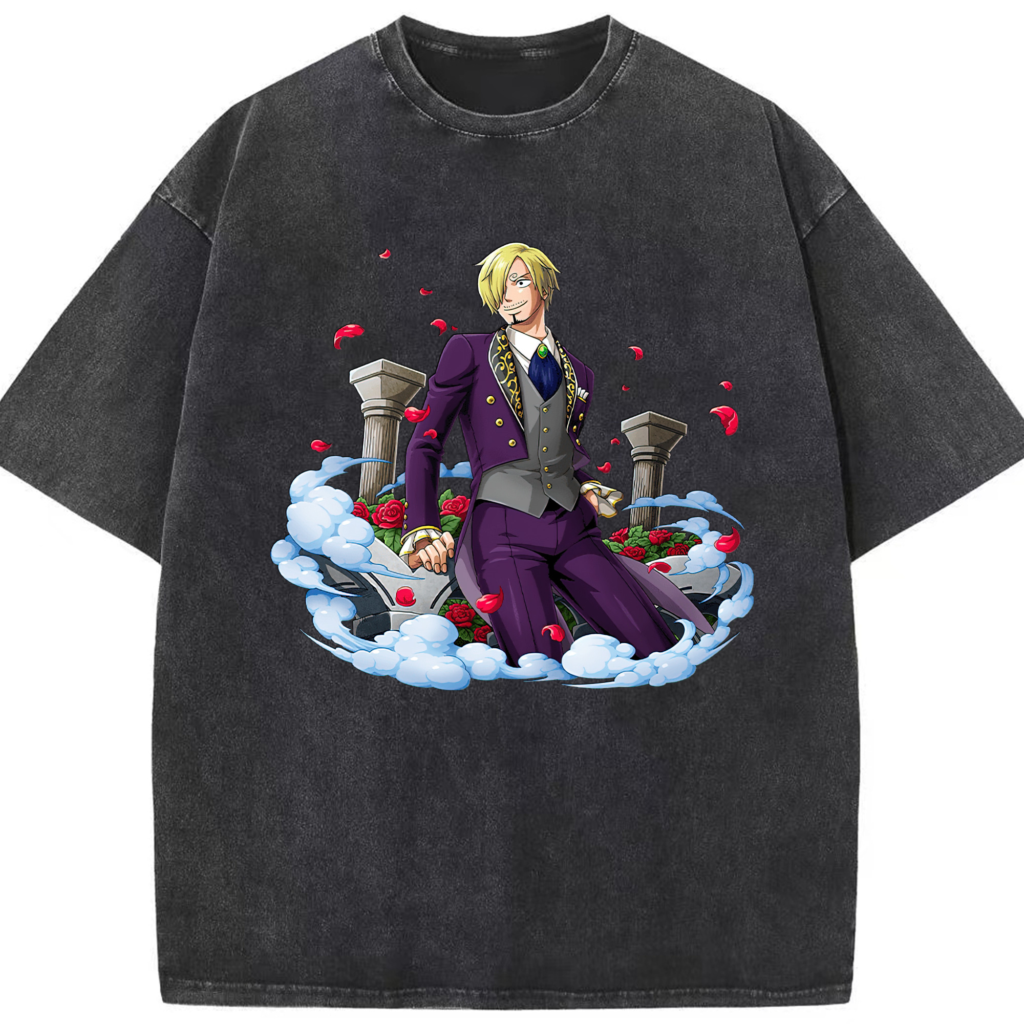 （画像用） ワンピース サンジ ONE PIECE Sanji 綿100% ヴィンテージ風 半袖Tシャツ（フロントプリント）