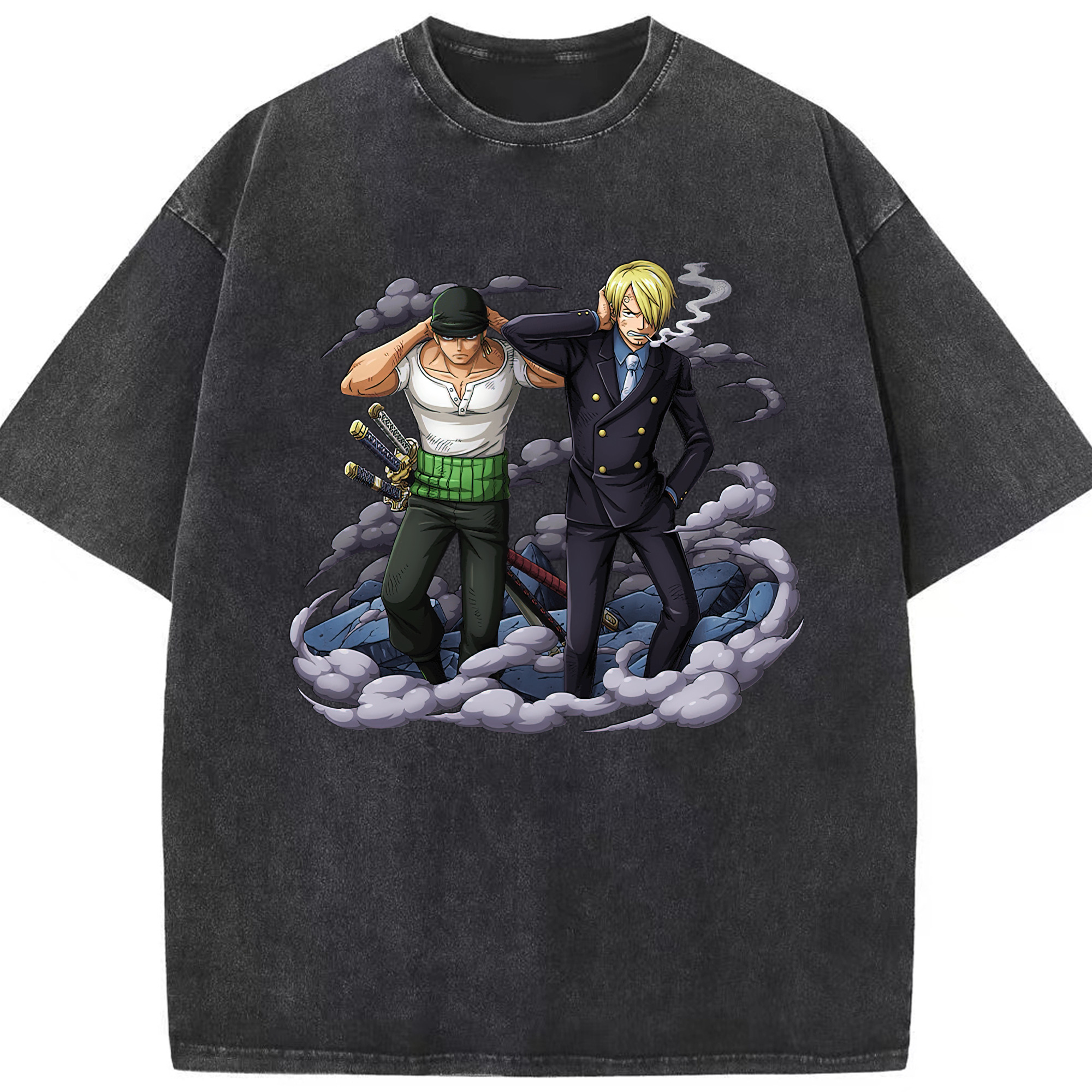 （画像用） ワンピース サンジ ONE PIECE Sanji 綿100% ヴィンテージ風 半袖Tシャツ（フロントプリント）