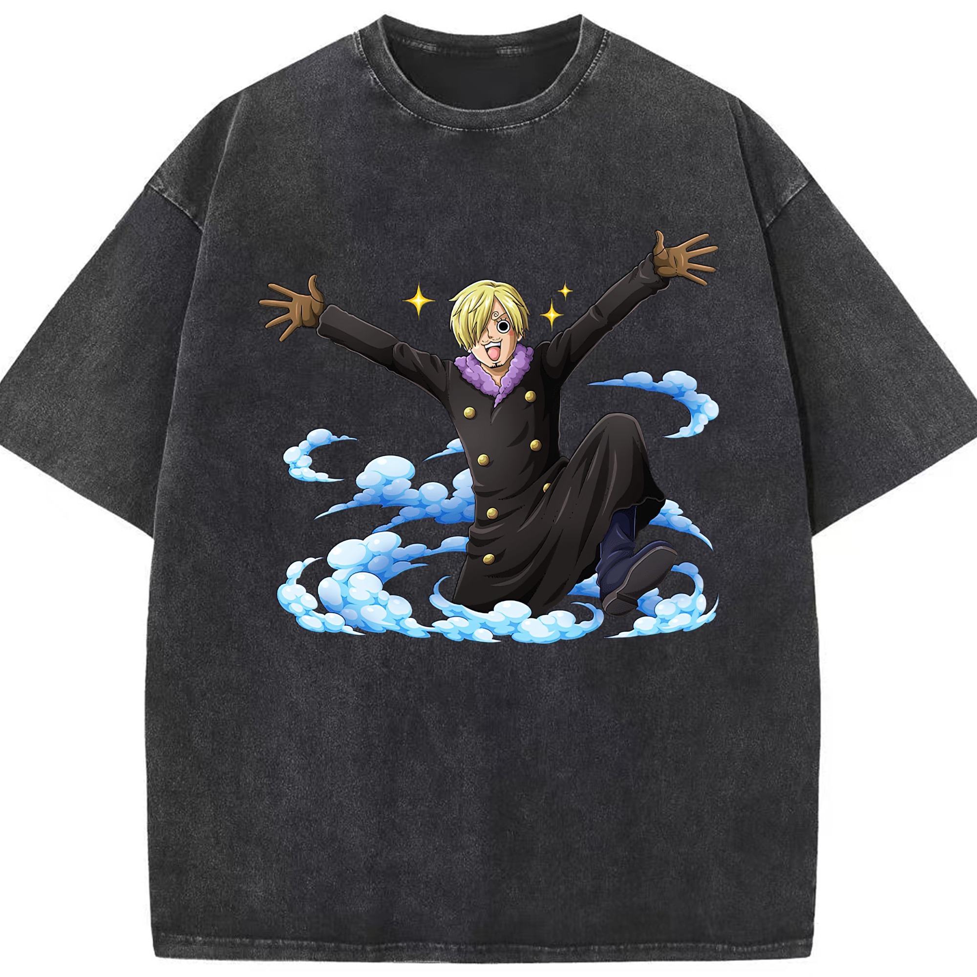 （画像用） ワンピース サンジ ONE PIECE Sanji 綿100% ヴィンテージ風 半袖Tシャツ（フロントプリント）