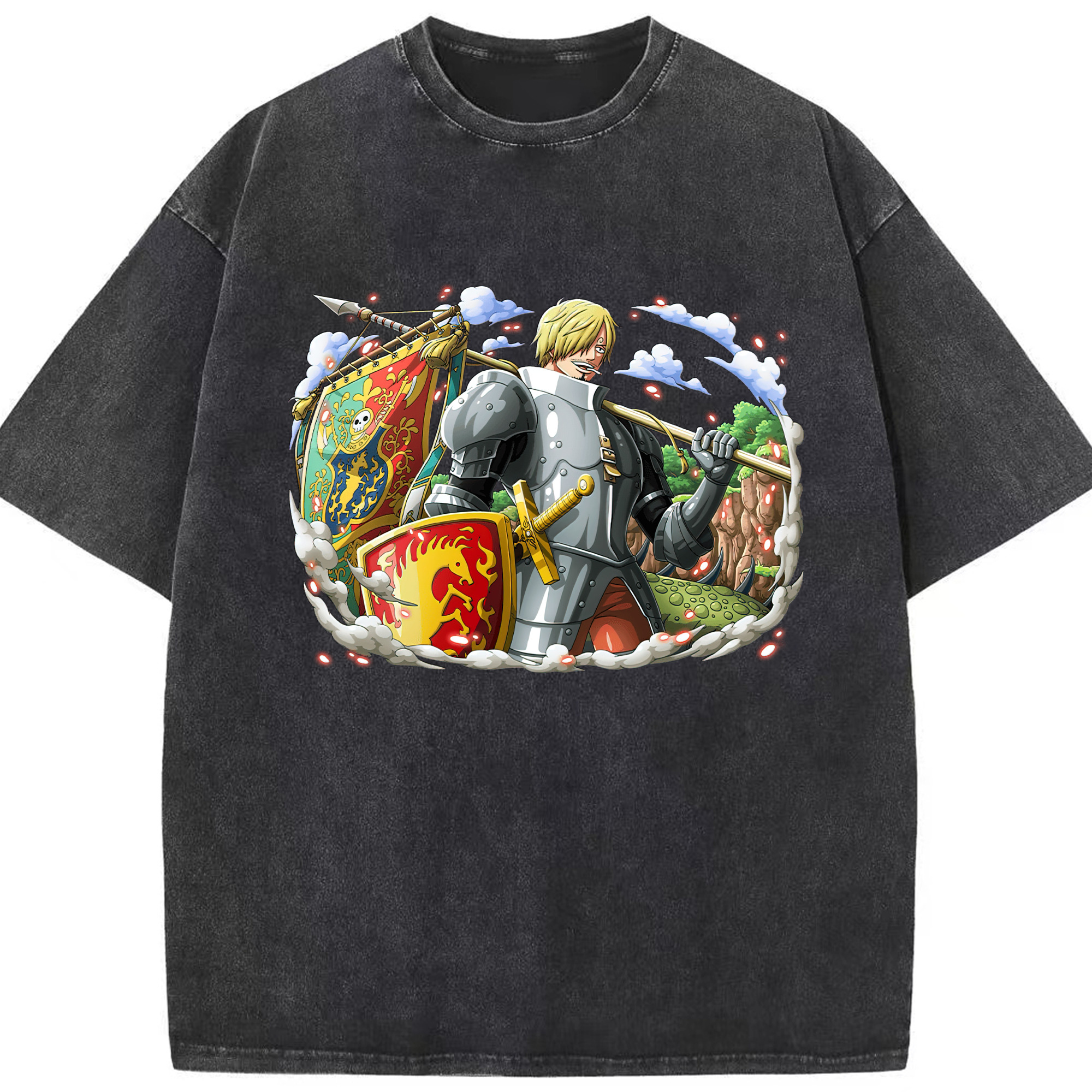 （画像用） ワンピース サンジ ONE PIECE Sanji 綿100% ヴィンテージ風 半袖Tシャツ（フロントプリント）