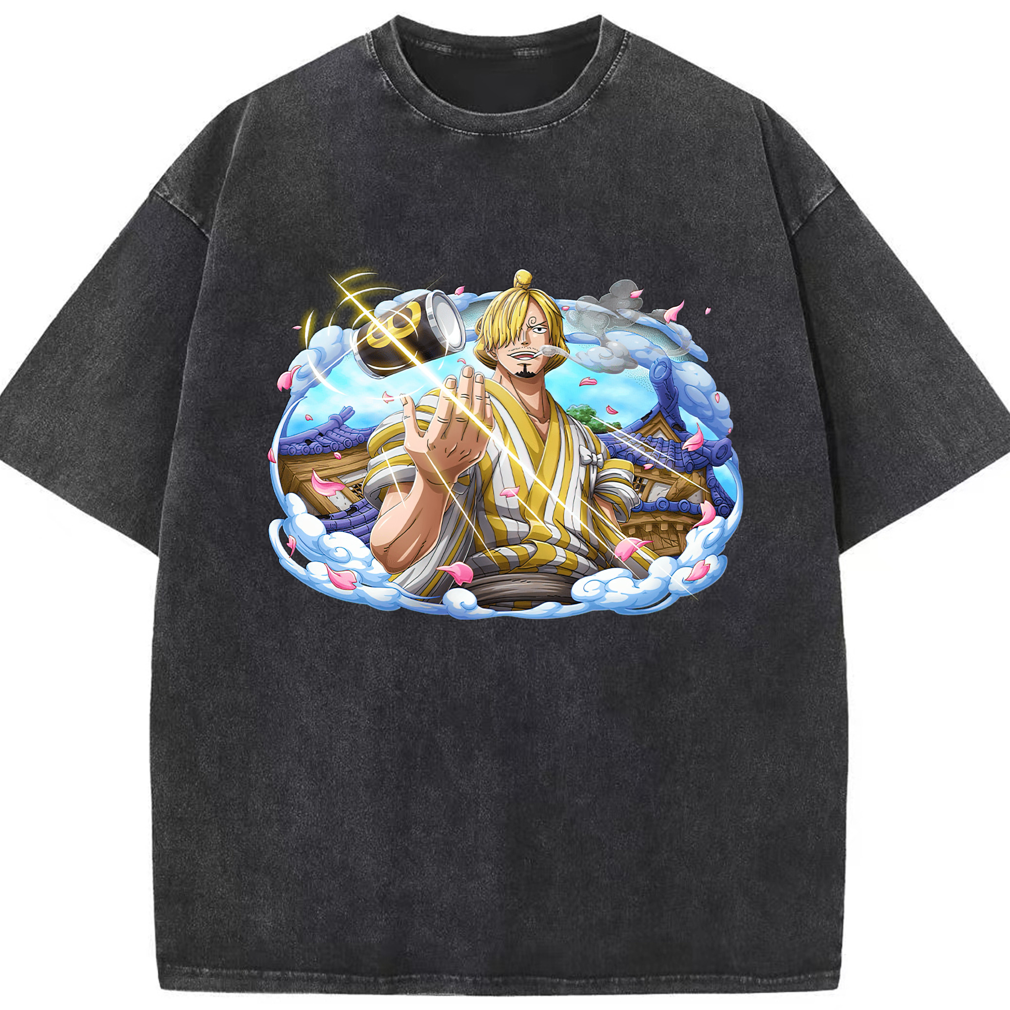 （画像用） ワンピース サンジ ONE PIECE Sanji 綿100% ヴィンテージ風 半袖Tシャツ（フロントプリント）