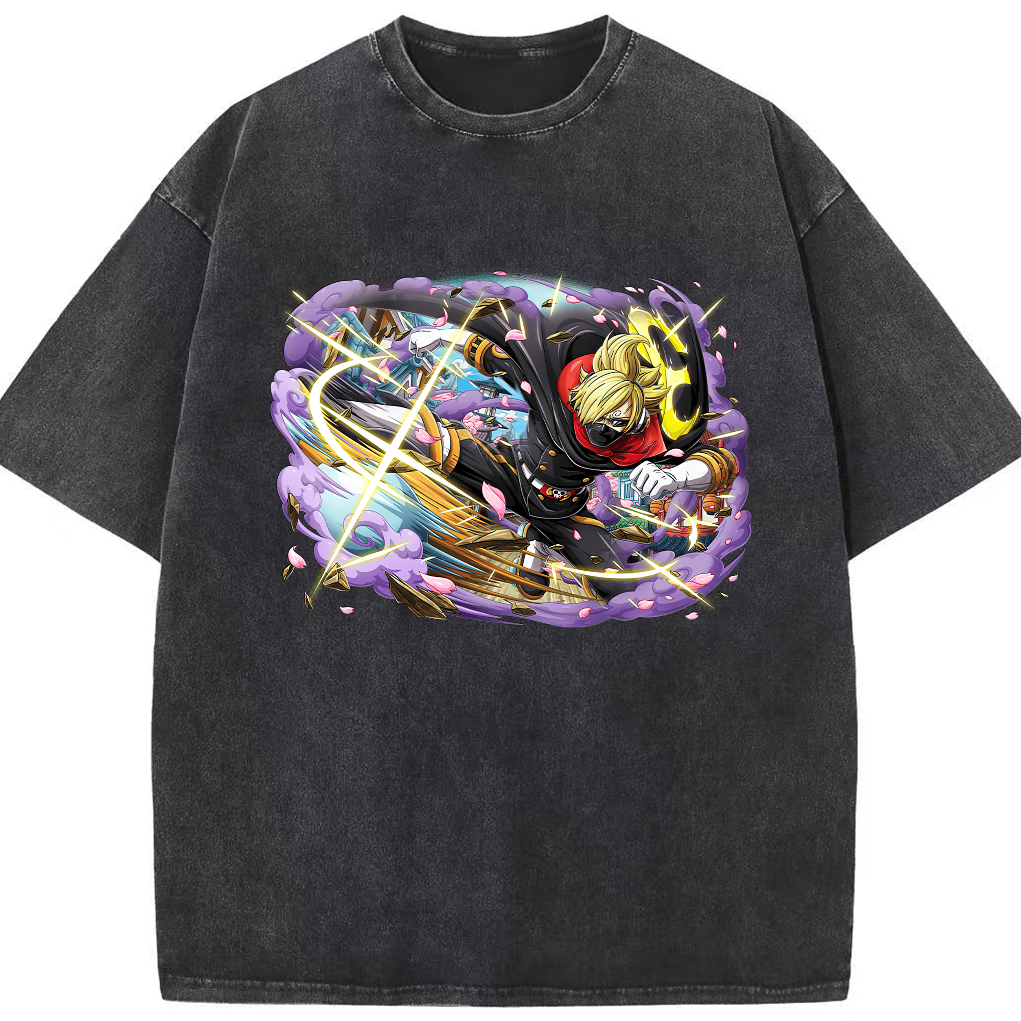（画像用） ワンピース サンジ ONE PIECE Sanji 綿100% ヴィンテージ風 半袖Tシャツ（フロントプリント）