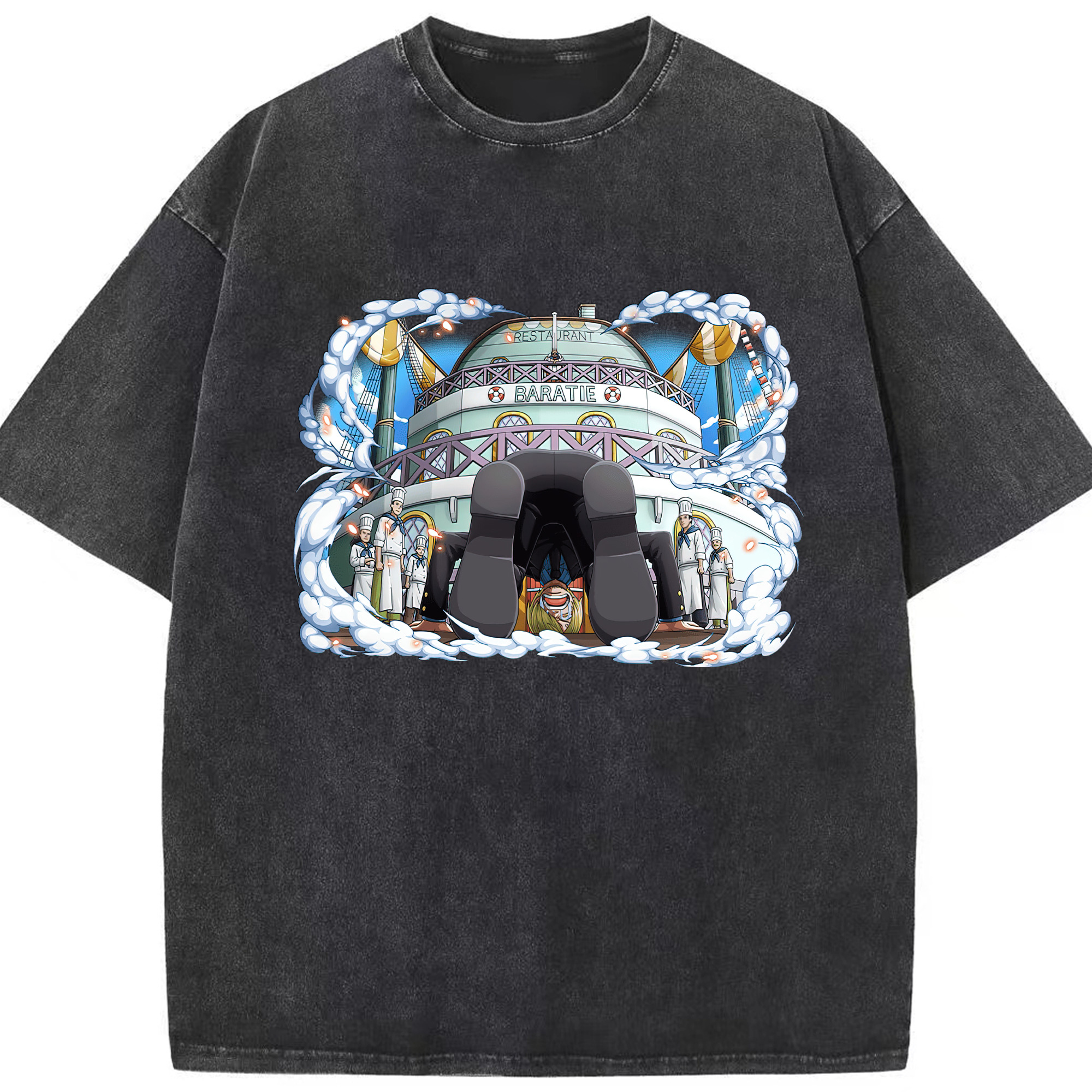 （画像用） ワンピース サンジ ONE PIECE Sanji 綿100% ヴィンテージ風 半袖Tシャツ（フロントプリント）