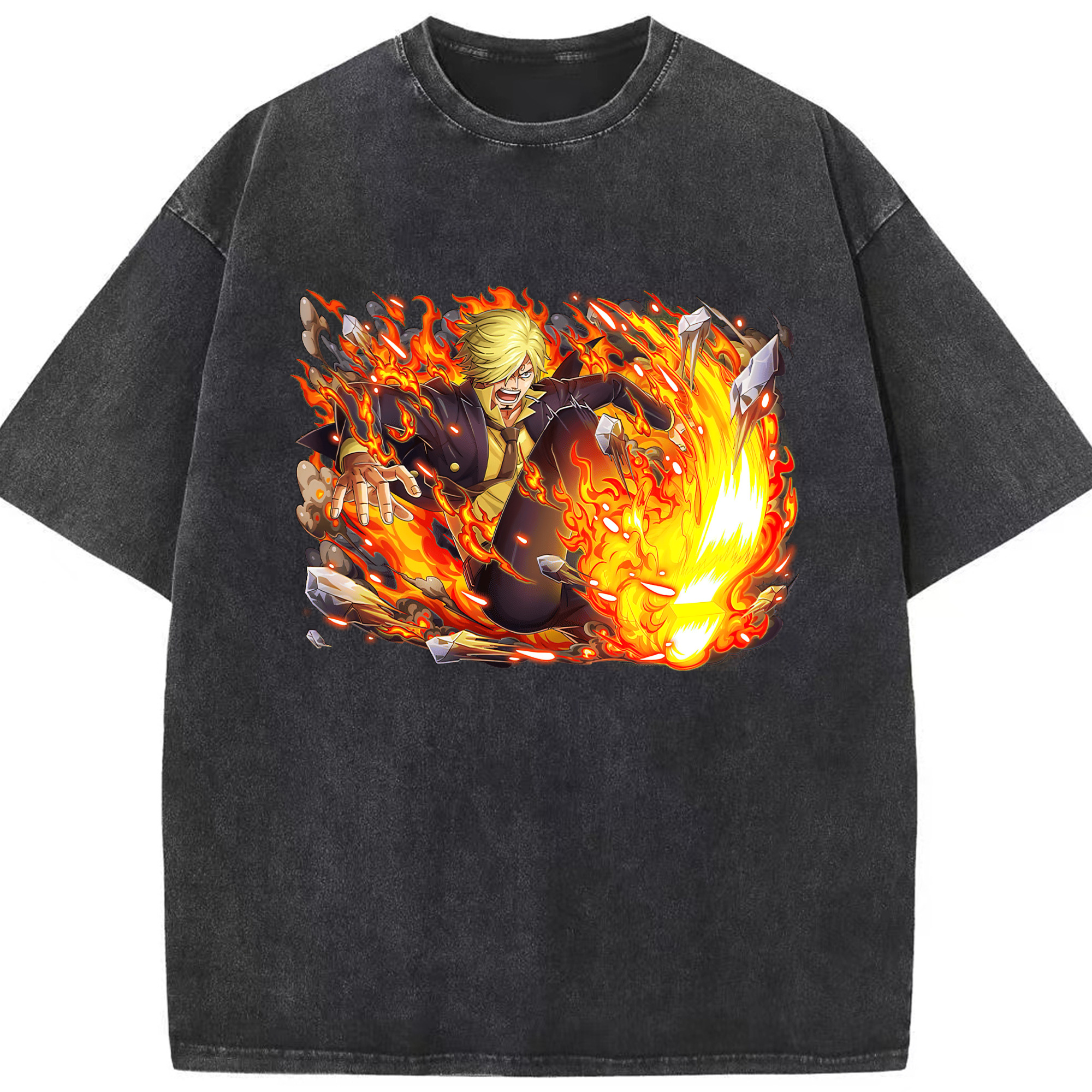（画像用） ワンピース サンジ ONE PIECE Sanji 綿100% ヴィンテージ風 半袖Tシャツ（フロントプリント）