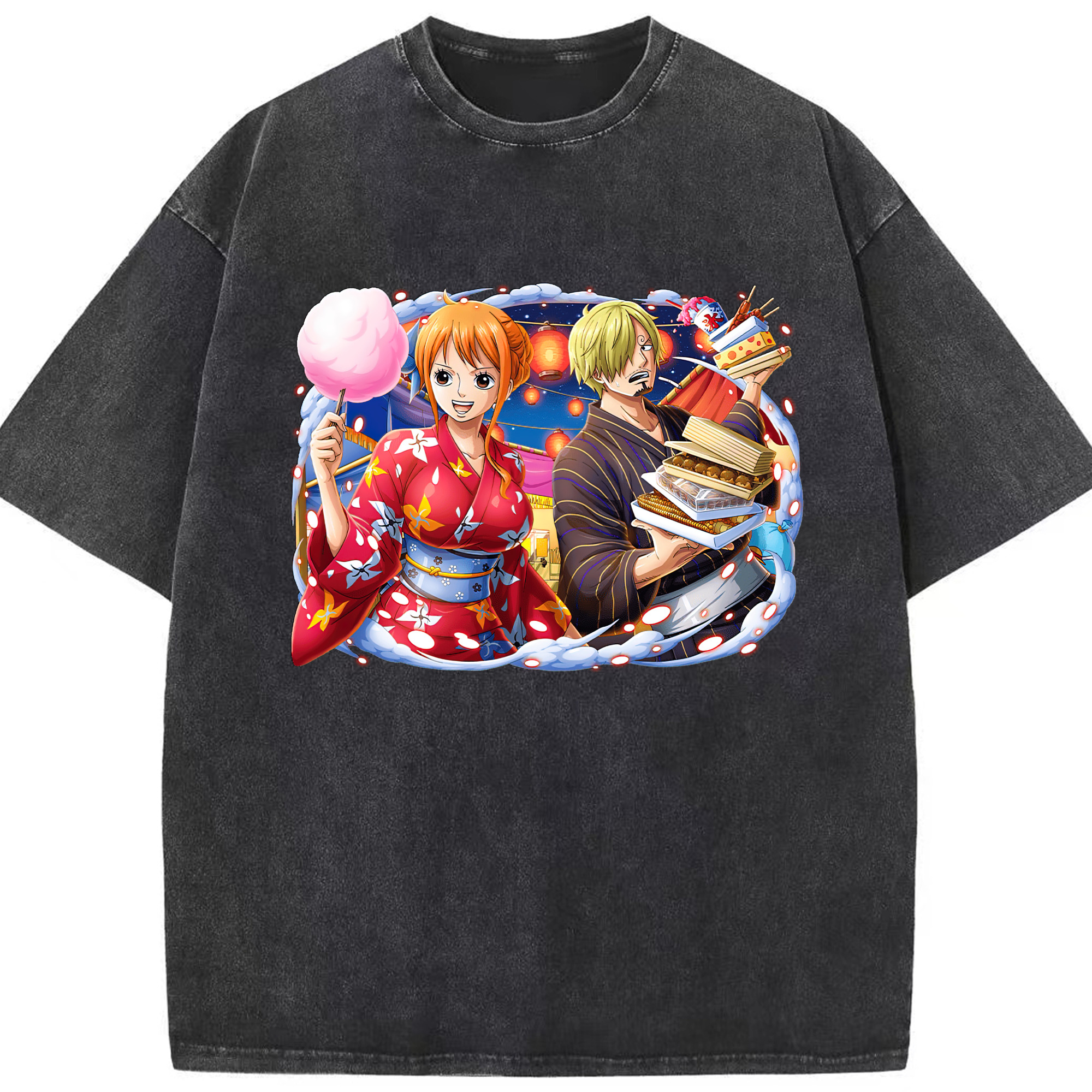 （画像用） ワンピース サンジ ONE PIECE Sanji 綿100% ヴィンテージ風 半袖Tシャツ（フロントプリント）