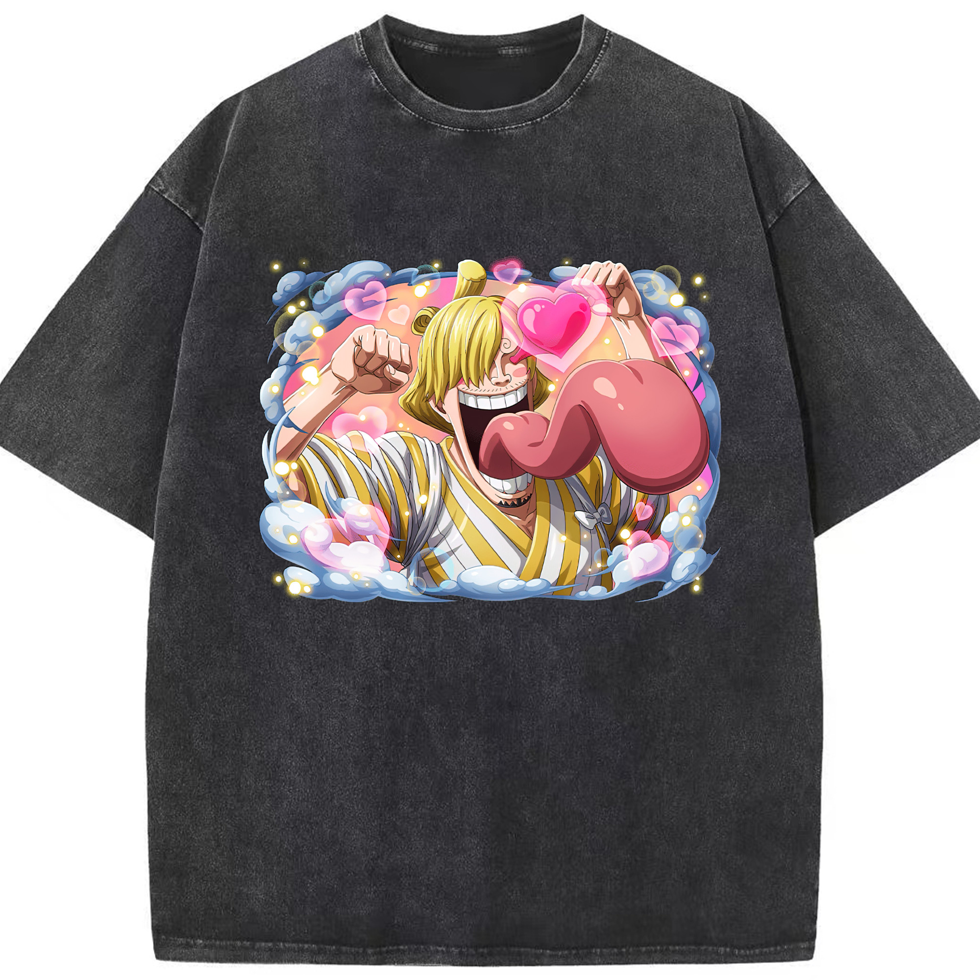 （画像用） ワンピース サンジ ONE PIECE Sanji 綿100% ヴィンテージ風 半袖Tシャツ（フロントプリント）