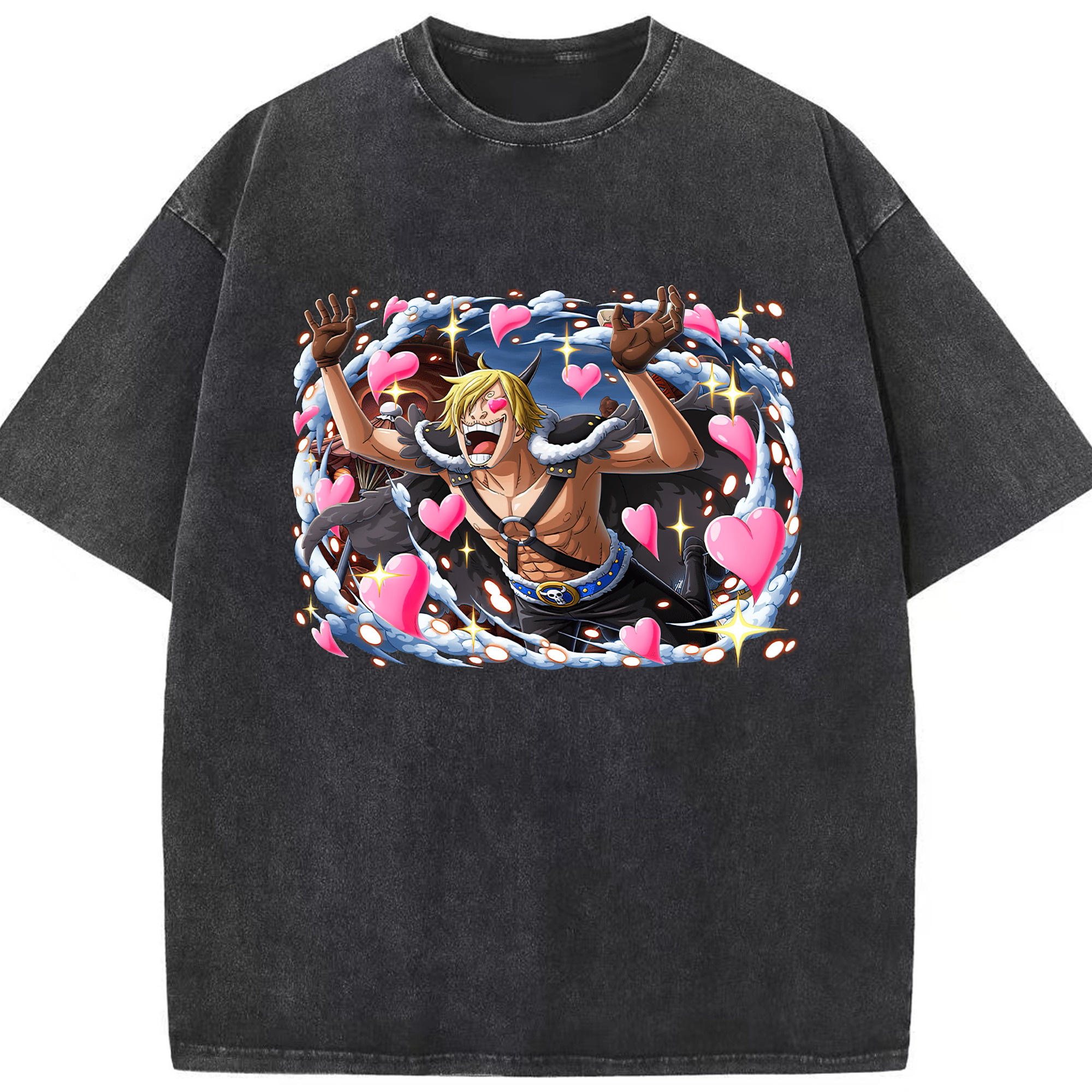 （画像用） ワンピース サンジ ONE PIECE Sanji 綿100% ヴィンテージ風 半袖Tシャツ（フロントプリント）