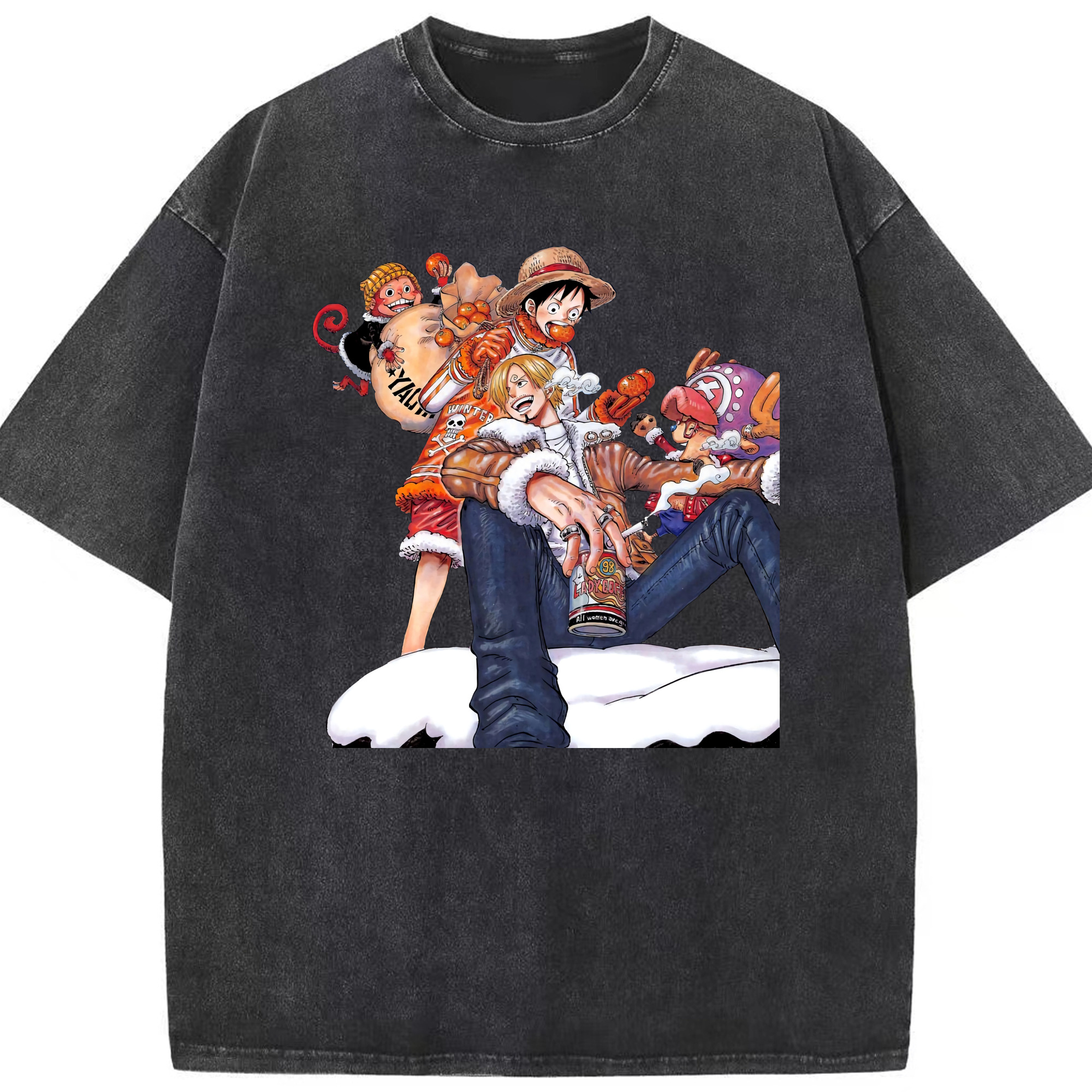 （画像用） ワンピース サンジ ONE PIECE Sanji 綿100% ヴィンテージ風 半袖Tシャツ（フロントプリント）