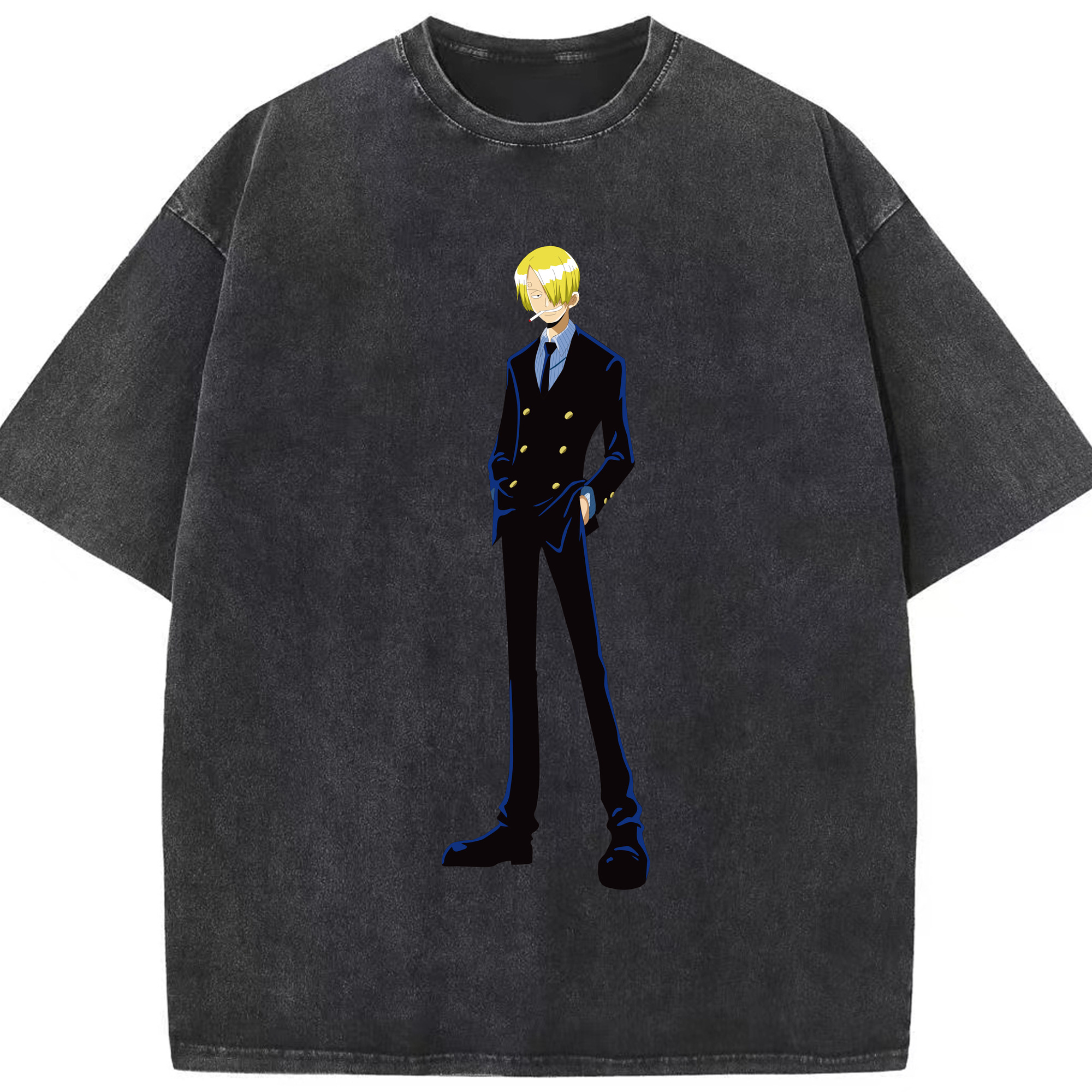 （画像用） ワンピース サンジ ONE PIECE Sanji 綿100% ヴィンテージ風 半袖Tシャツ（フロントプリント）