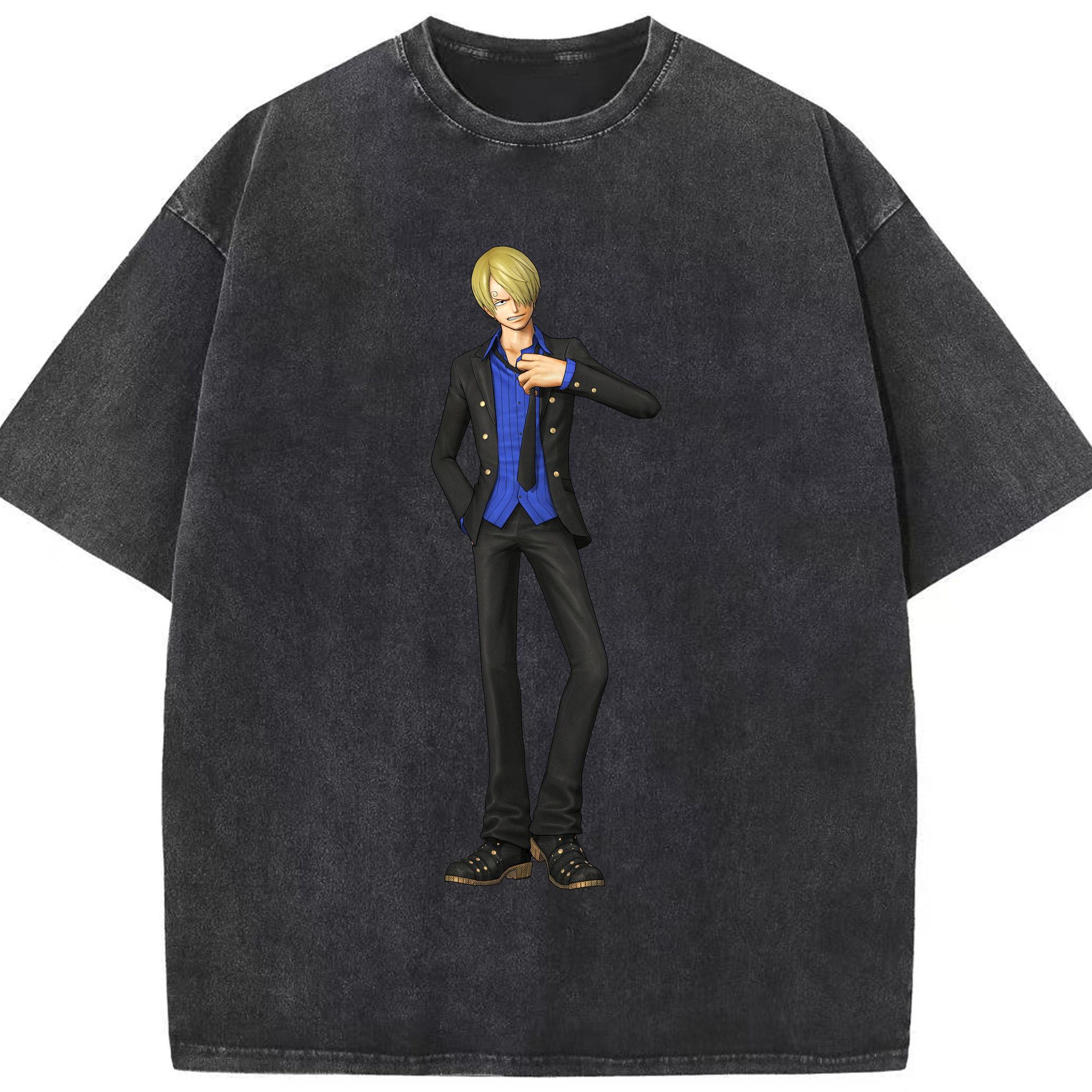 （画像用） ワンピース サンジ ONE PIECE Sanji 綿100% ヴィンテージ風 半袖Tシャツ（フロントプリント）