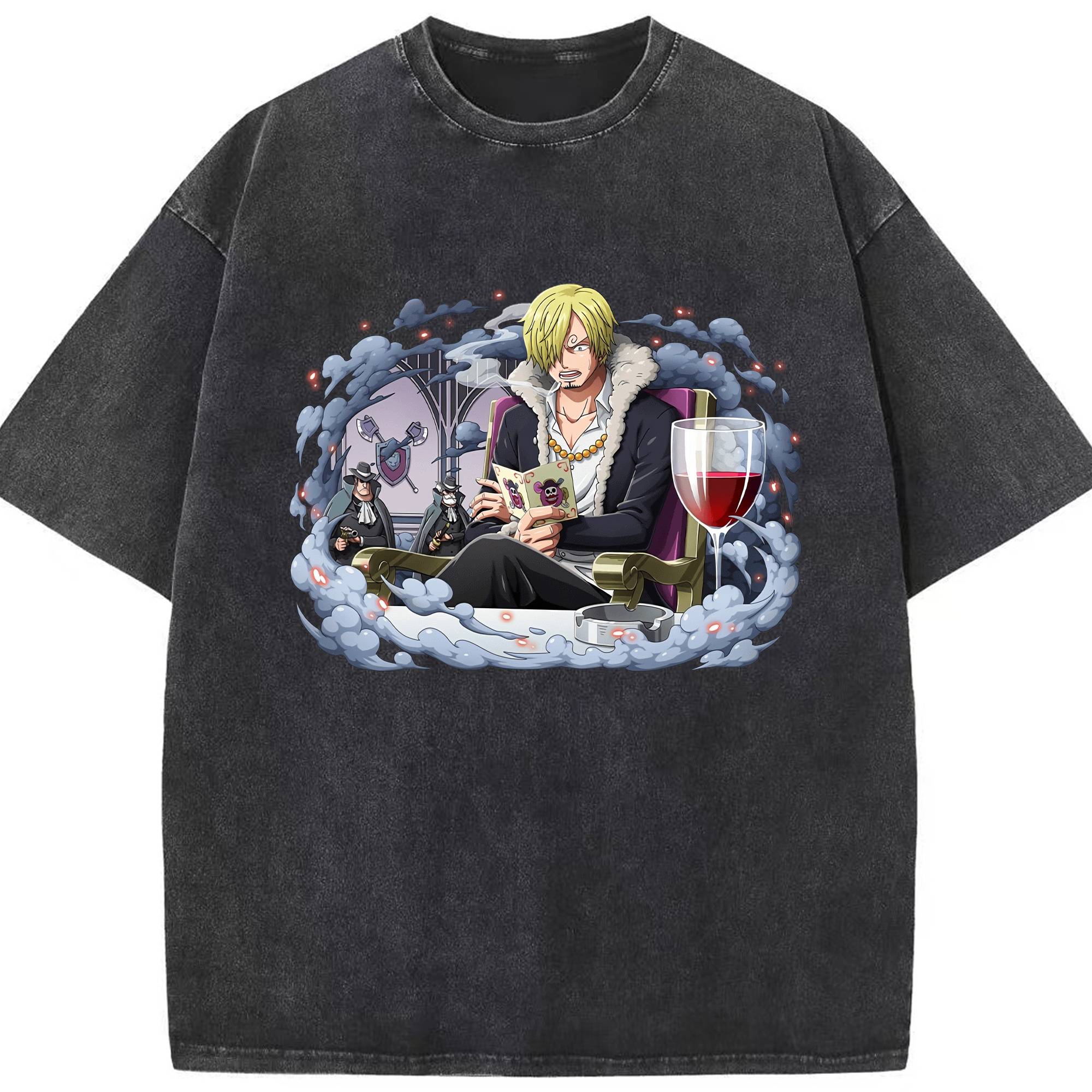 （画像用） ワンピース サンジ ONE PIECE Sanji 綿100% ヴィンテージ風 半袖Tシャツ（フロントプリント）