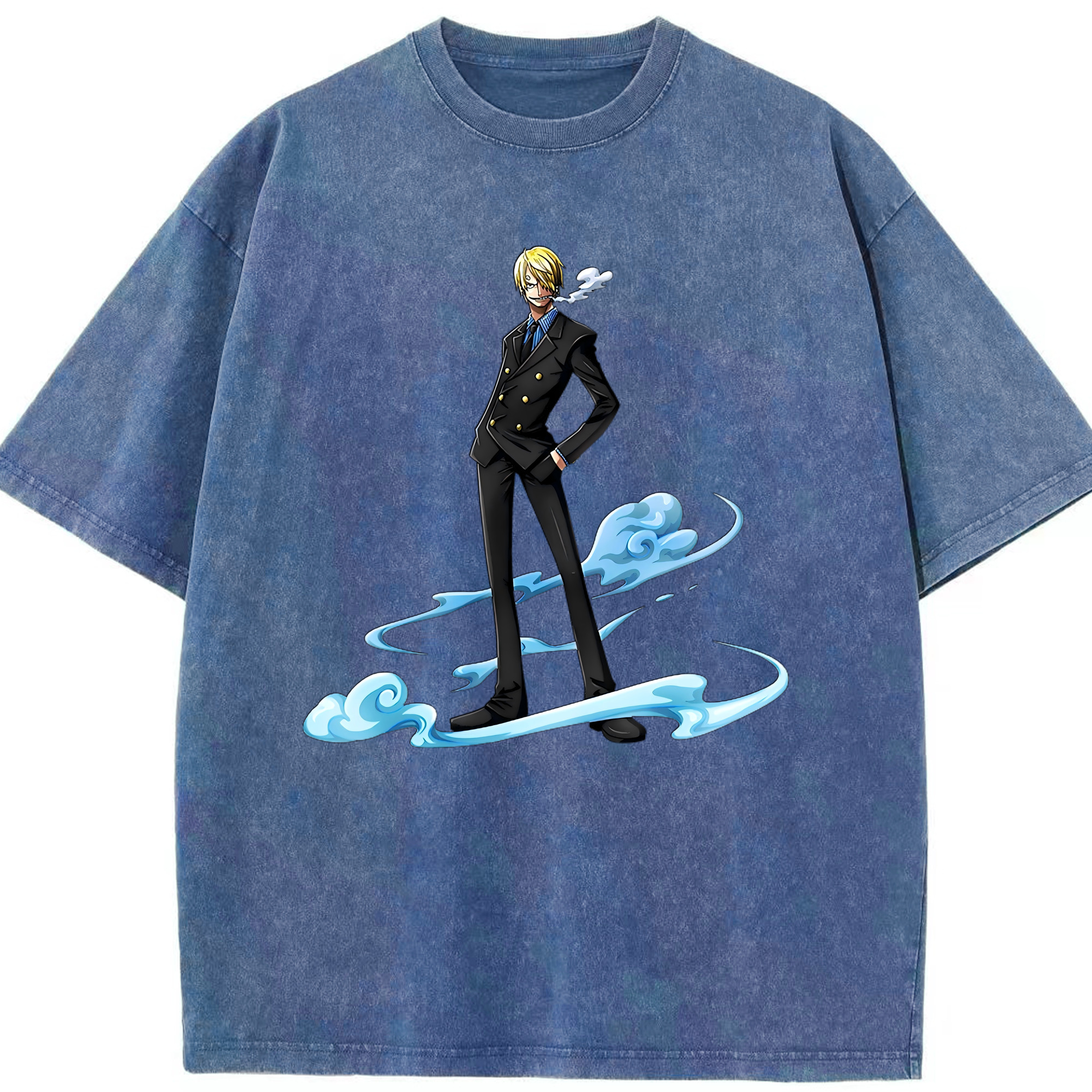 （画像用） ワンピース サンジ ONE PIECE Sanji 綿100% ヴィンテージ風 半袖Tシャツ（フロントプリント）