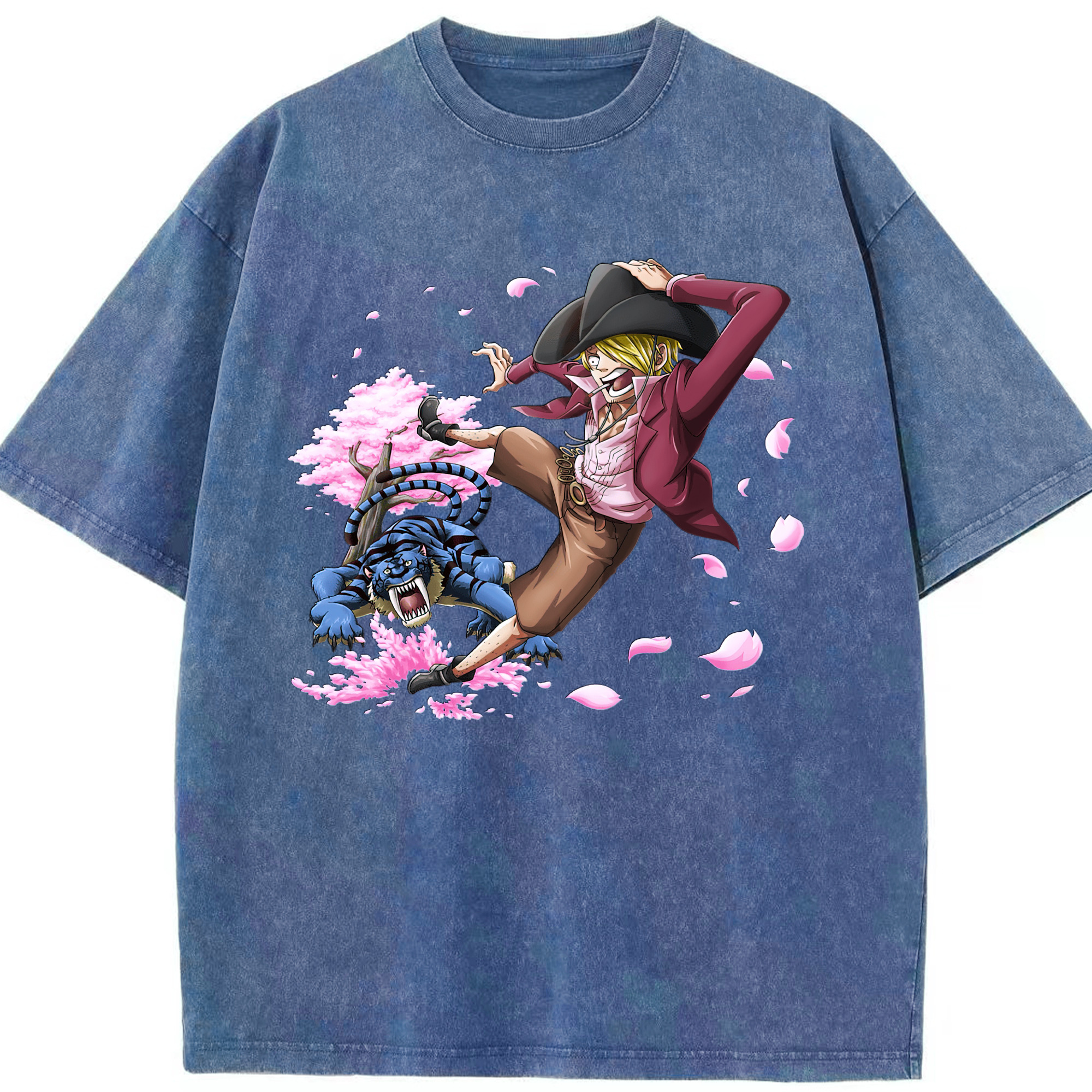 （画像用） ワンピース サンジ ONE PIECE Sanji 綿100% ヴィンテージ風 半袖Tシャツ（フロントプリント）