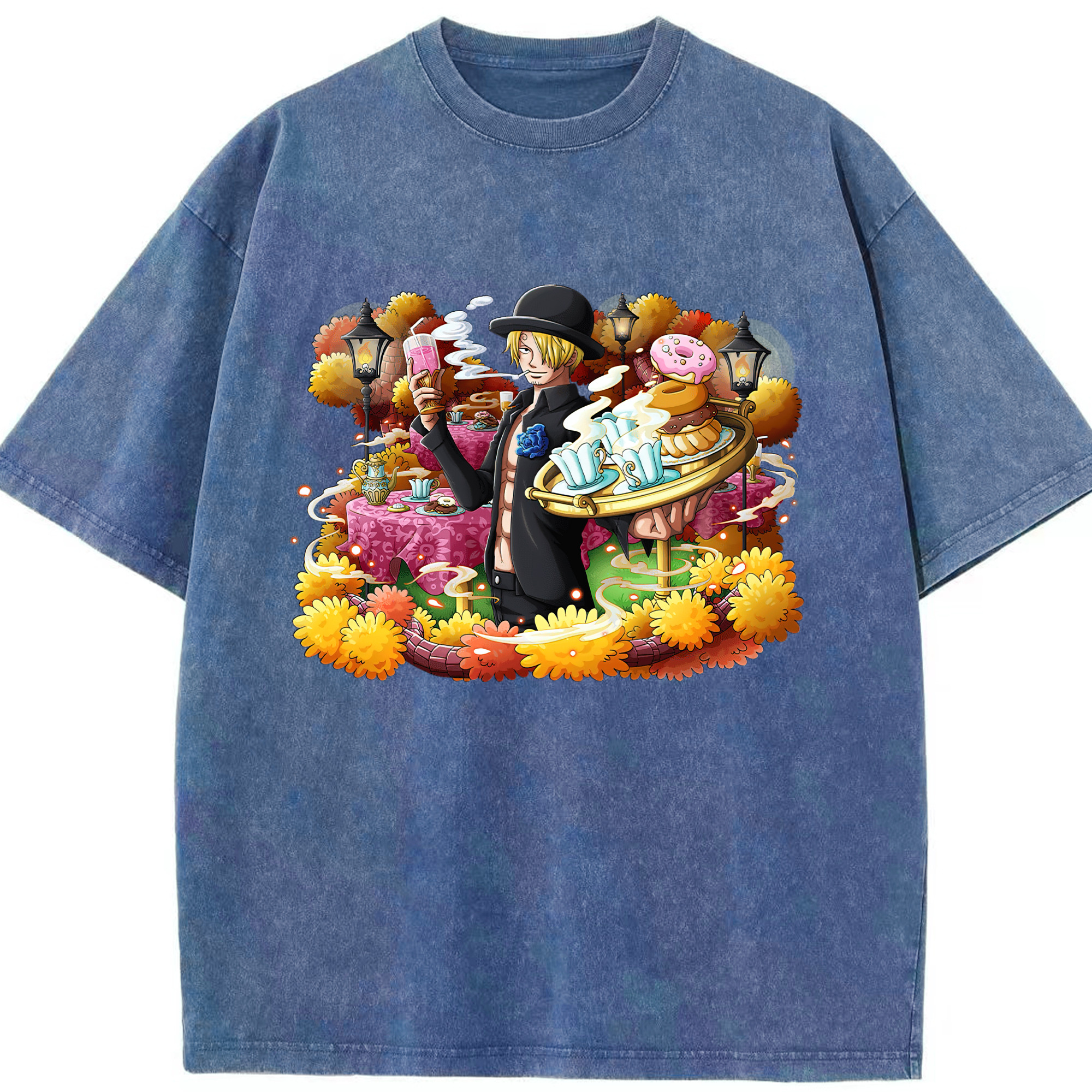 （画像用） ワンピース サンジ ONE PIECE Sanji 綿100% ヴィンテージ風 半袖Tシャツ（フロントプリント）