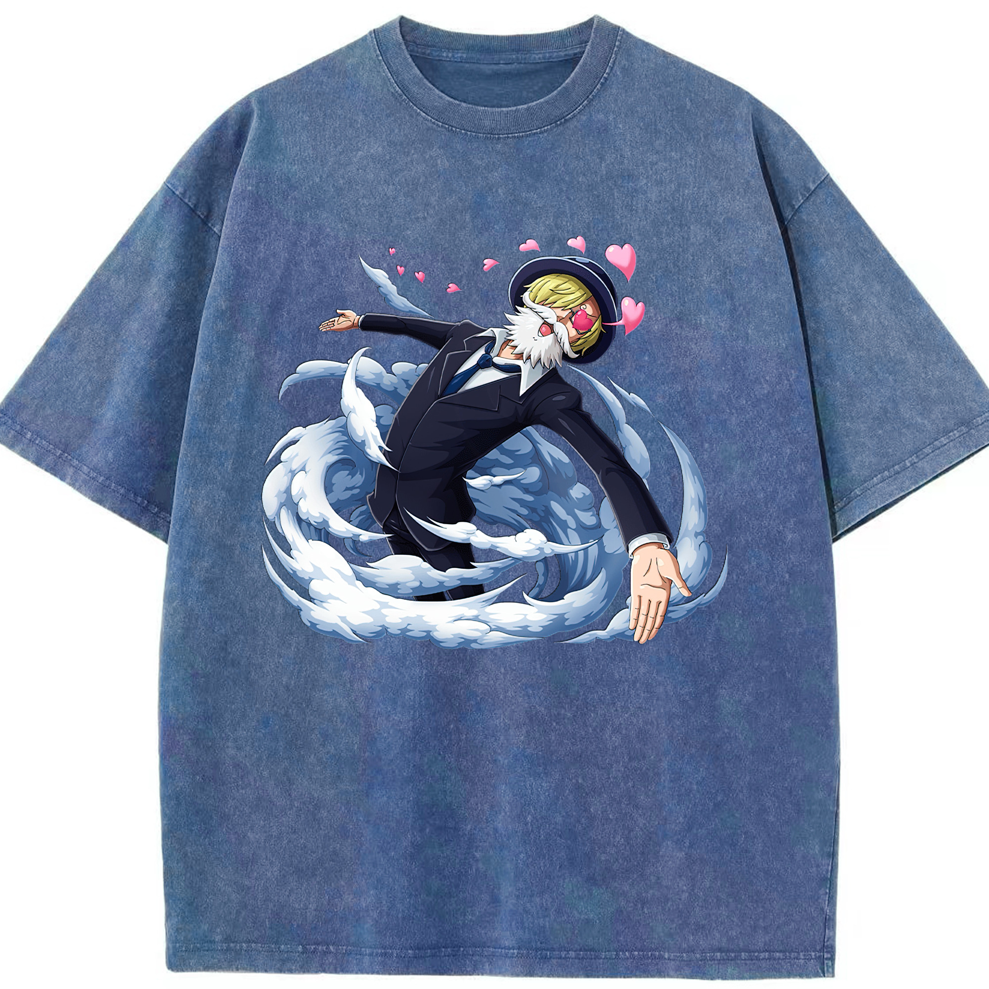（画像用） ワンピース サンジ ONE PIECE Sanji 綿100% ヴィンテージ風 半袖Tシャツ（フロントプリント）
