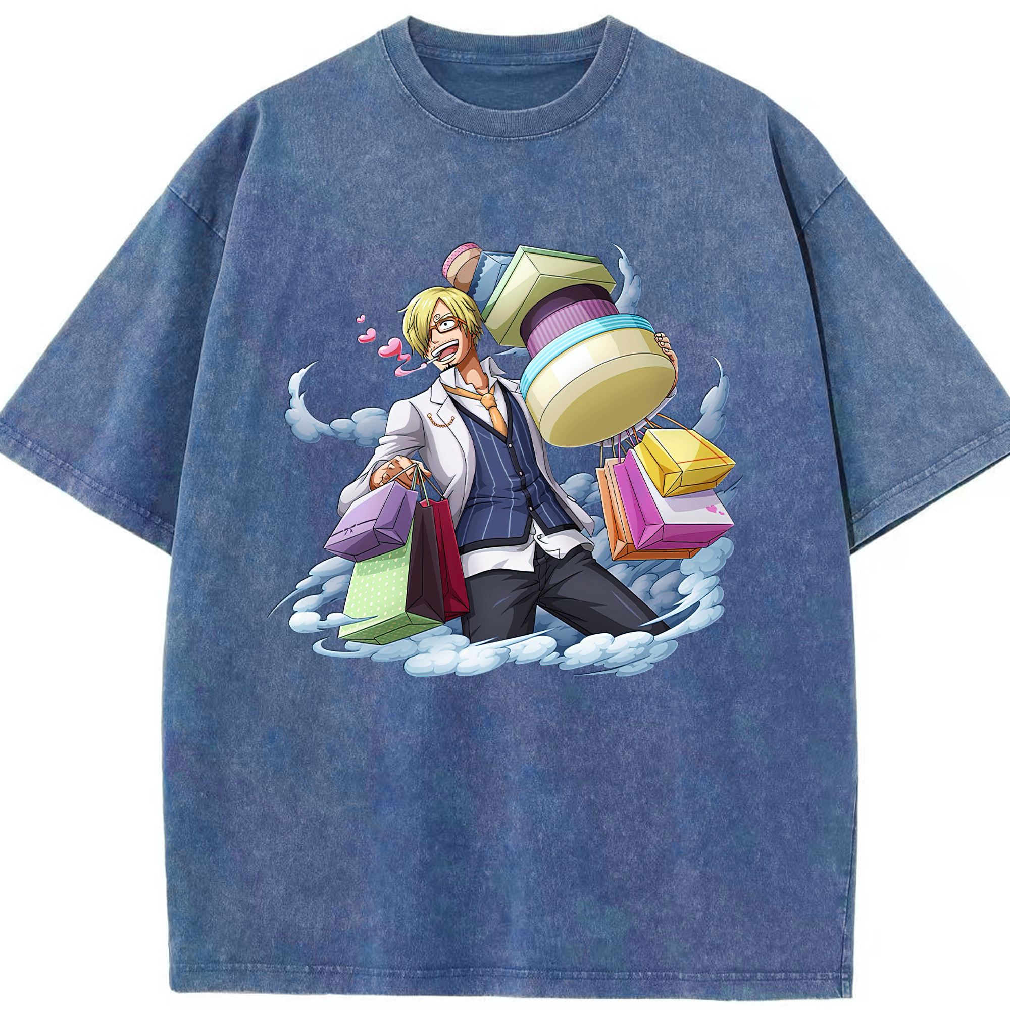 （画像用） ワンピース サンジ ONE PIECE Sanji 綿100% ヴィンテージ風 半袖Tシャツ（フロントプリント）