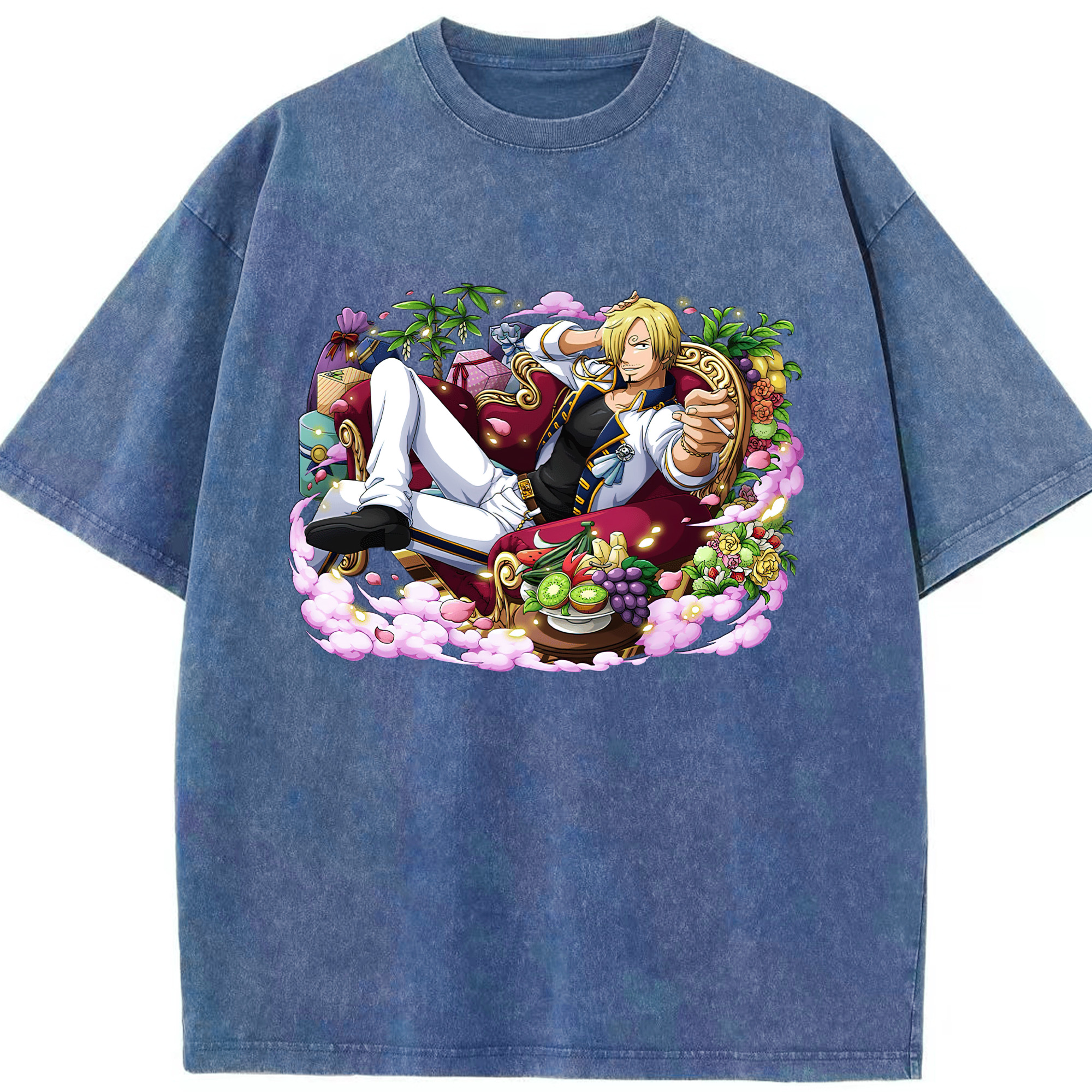 ワンピース サンジ ONE PIECE Sanji 綿100% ヴィンテージ風 半袖Tシャツ（フロントプリント）