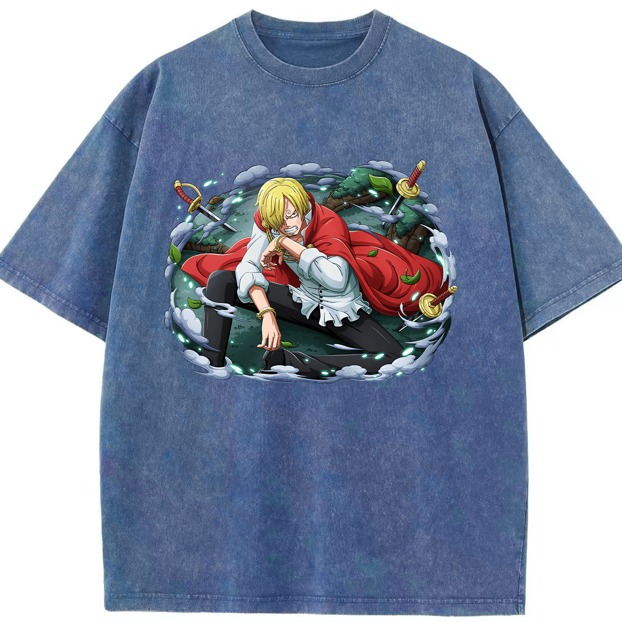 ワンピース サンジ ONE PIECE Sanji 綿100% ヴィンテージ風 半袖Tシャツ（フロントプリント）
