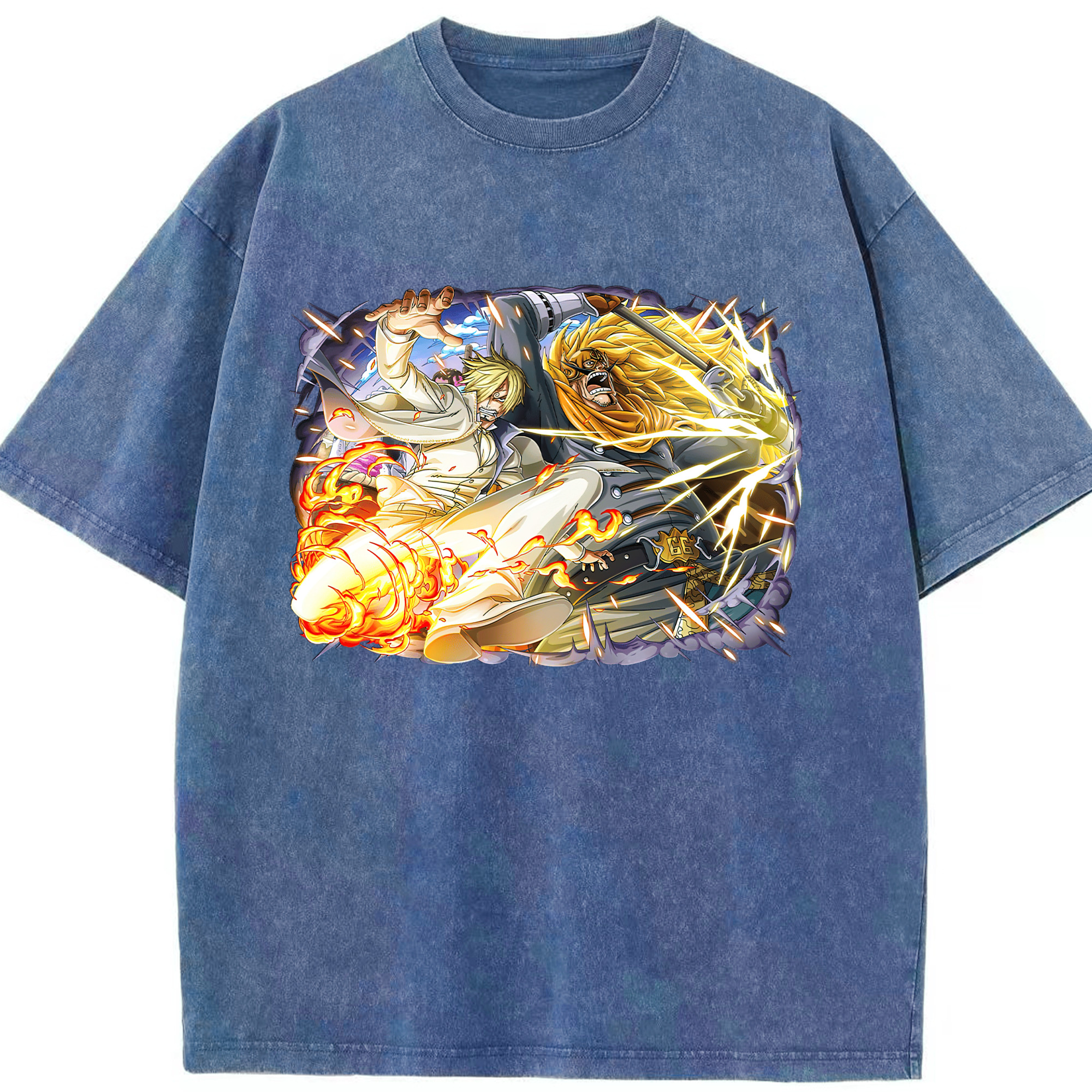（画像用） ワンピース サンジ ONE PIECE Sanji 綿100% ヴィンテージ風 半袖Tシャツ（フロントプリント）