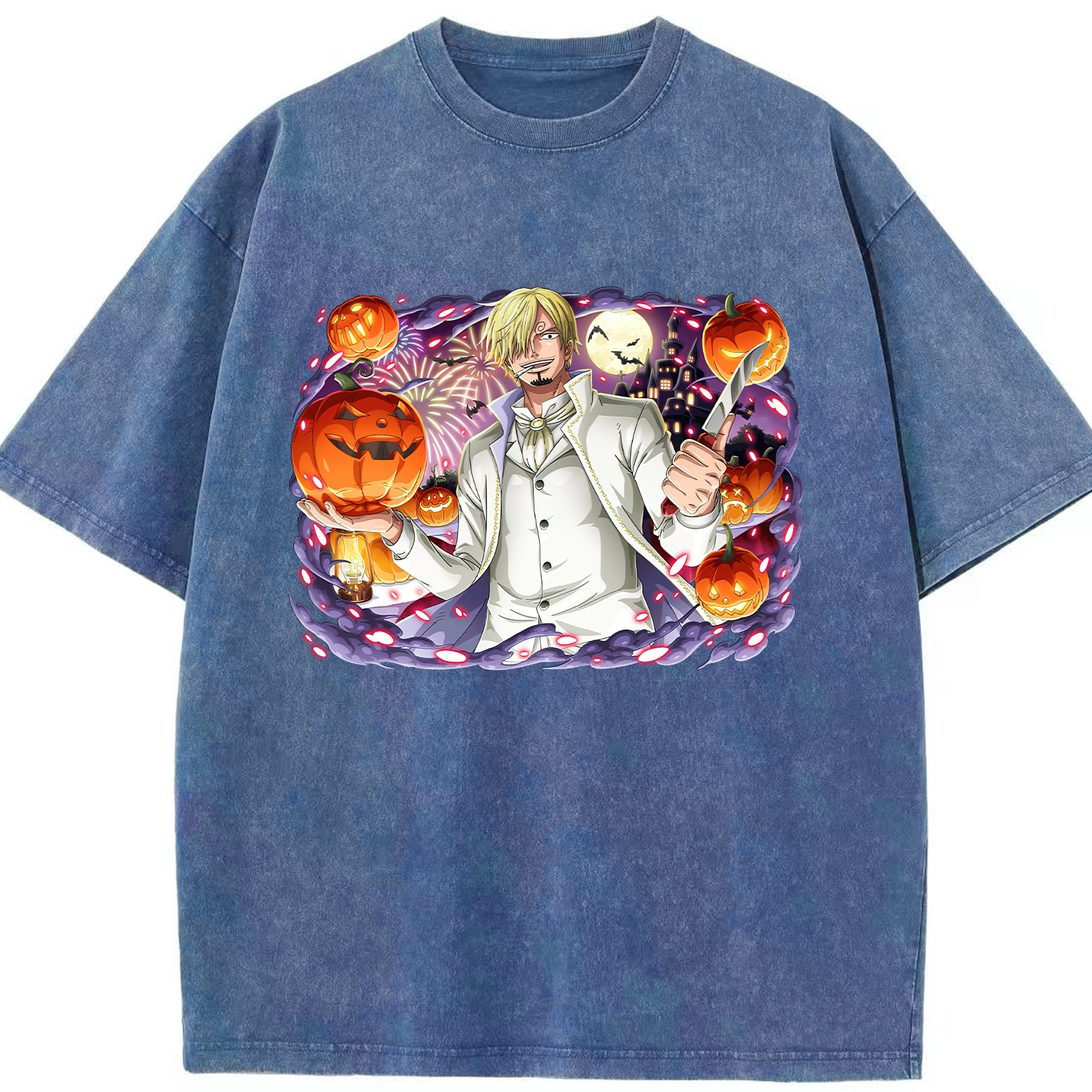 （画像用） ワンピース サンジ ONE PIECE Sanji 綿100% ヴィンテージ風 半袖Tシャツ（フロントプリント）
