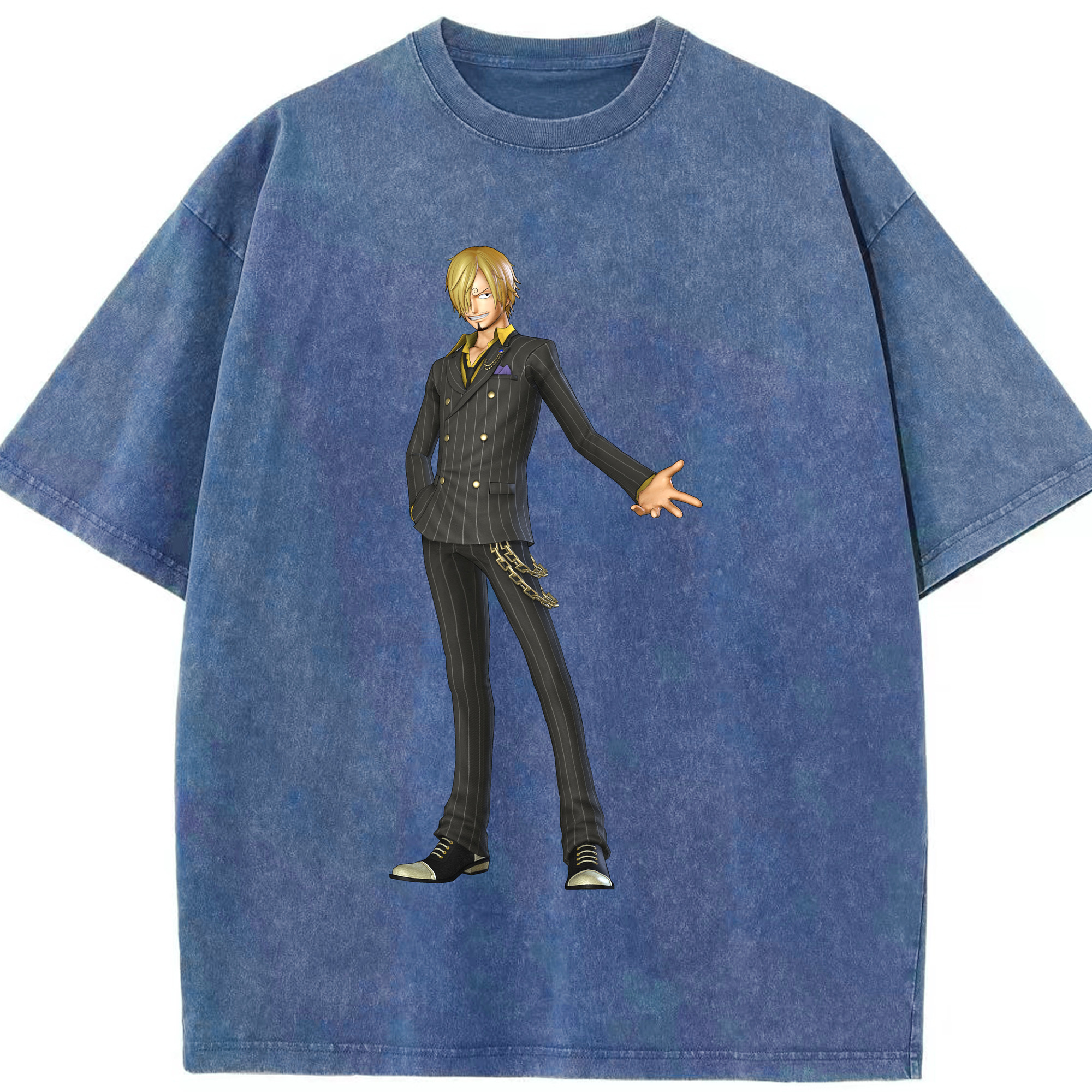 ワンピース サンジ ONE PIECE Sanji 綿100% ヴィンテージ風 半袖Tシャツ（フロントプリント）