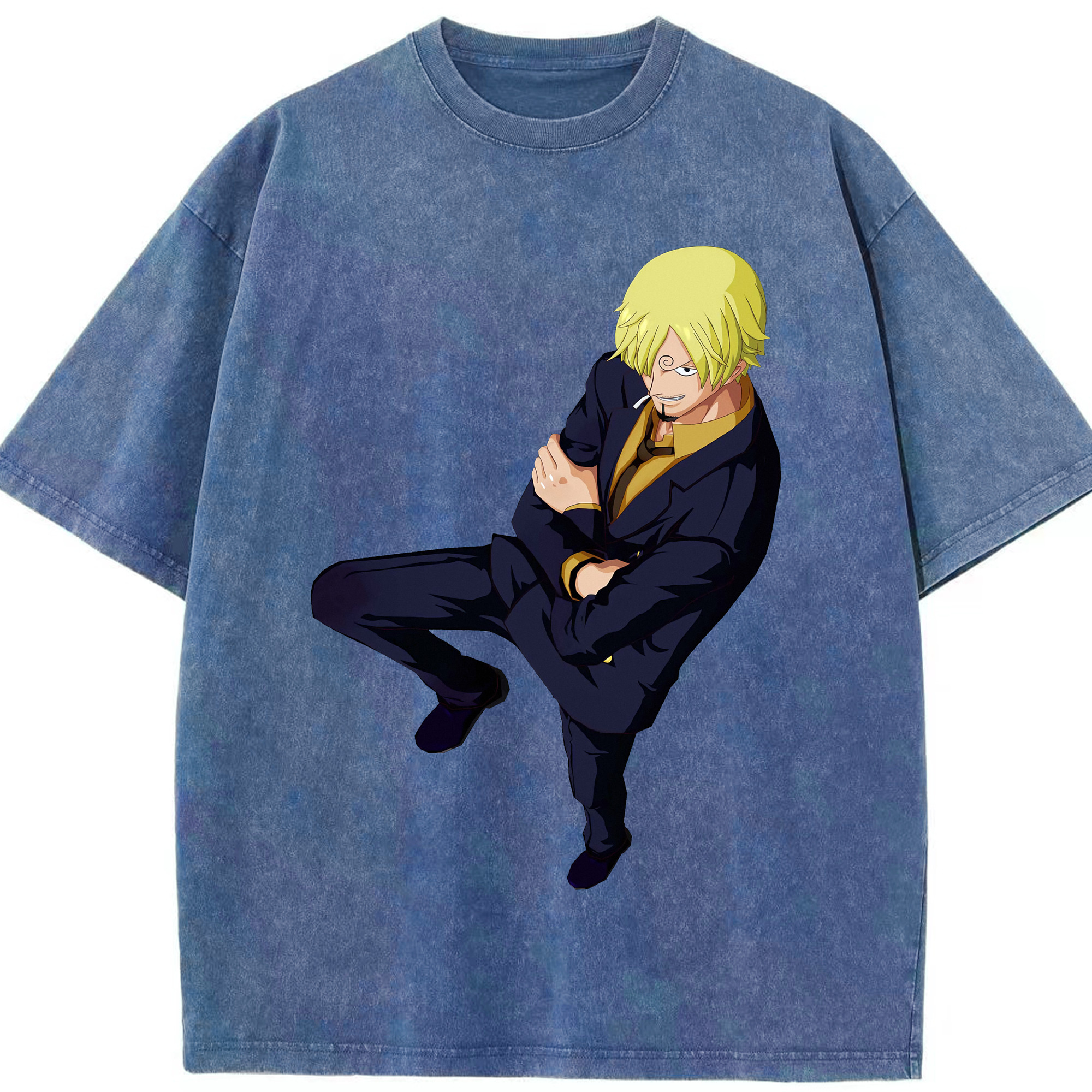 ワンピース サンジ ONE PIECE Sanji 綿100% ヴィンテージ風 半袖Tシャツ（フロントプリント）