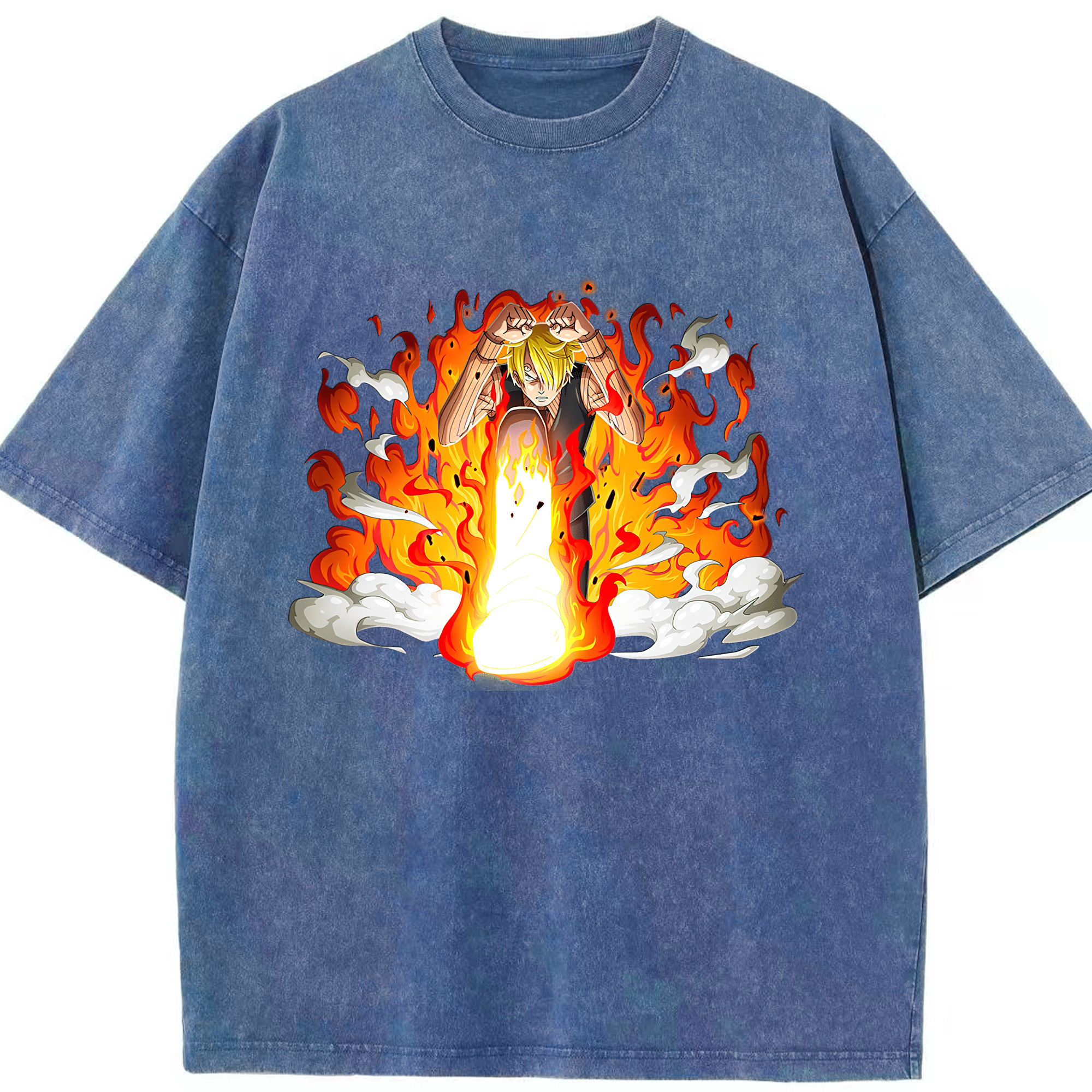 （画像用） ワンピース サンジ ONE PIECE Sanji 綿100% ヴィンテージ風 半袖Tシャツ（フロントプリント）