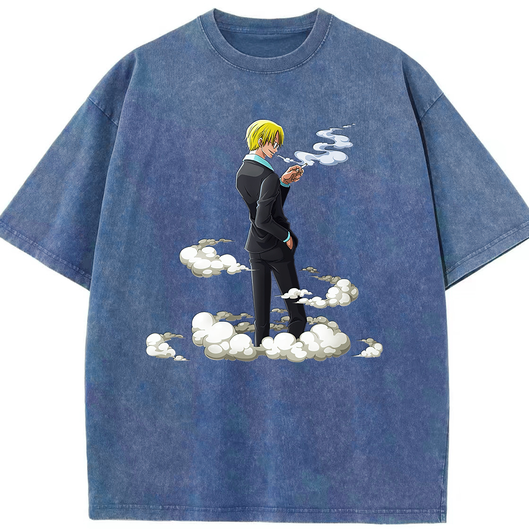 （画像用） ワンピース サンジ ONE PIECE Sanji 綿100% ヴィンテージ風 半袖Tシャツ（フロントプリント）