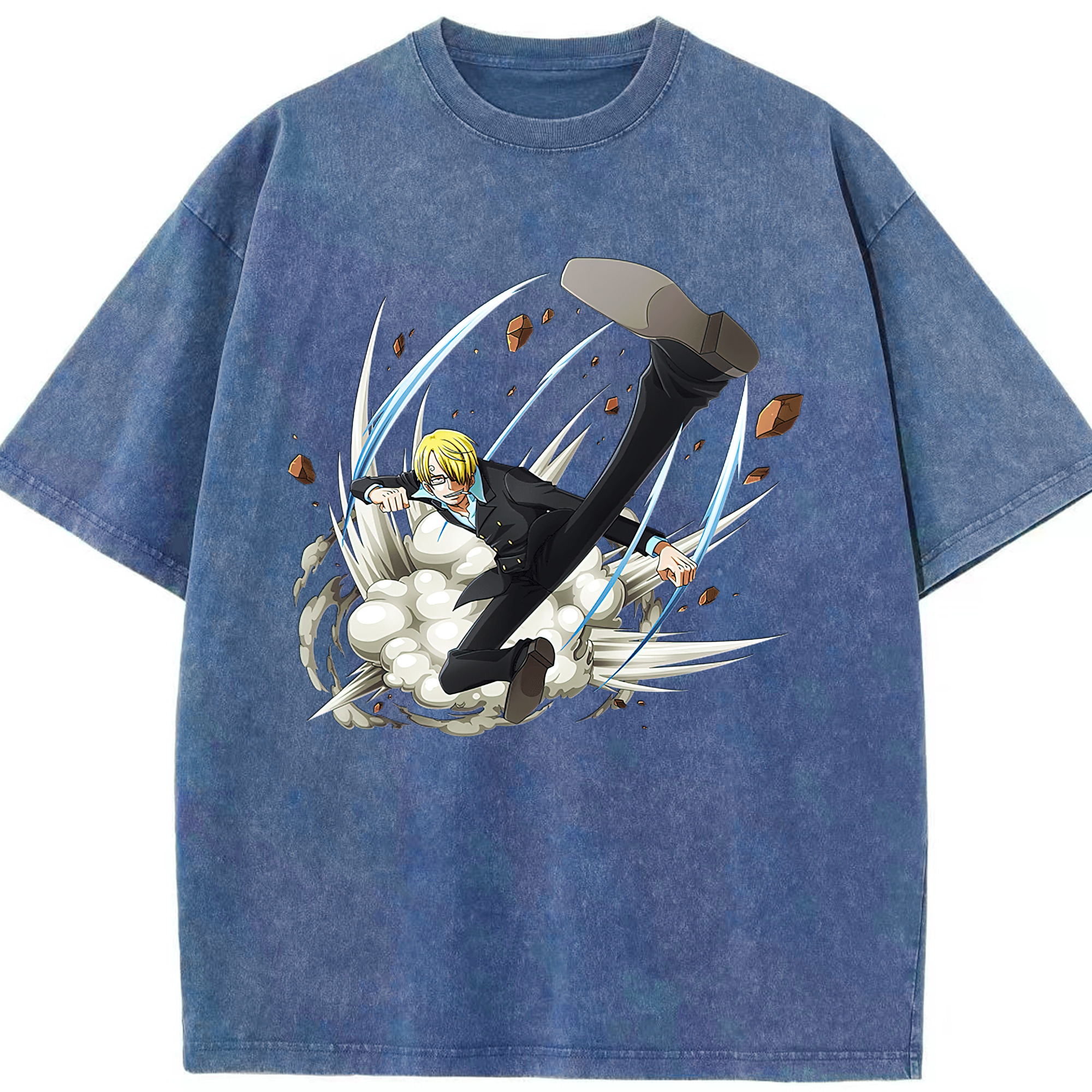（画像用） ワンピース サンジ ONE PIECE Sanji 綿100% ヴィンテージ風 半袖Tシャツ（フロントプリント）