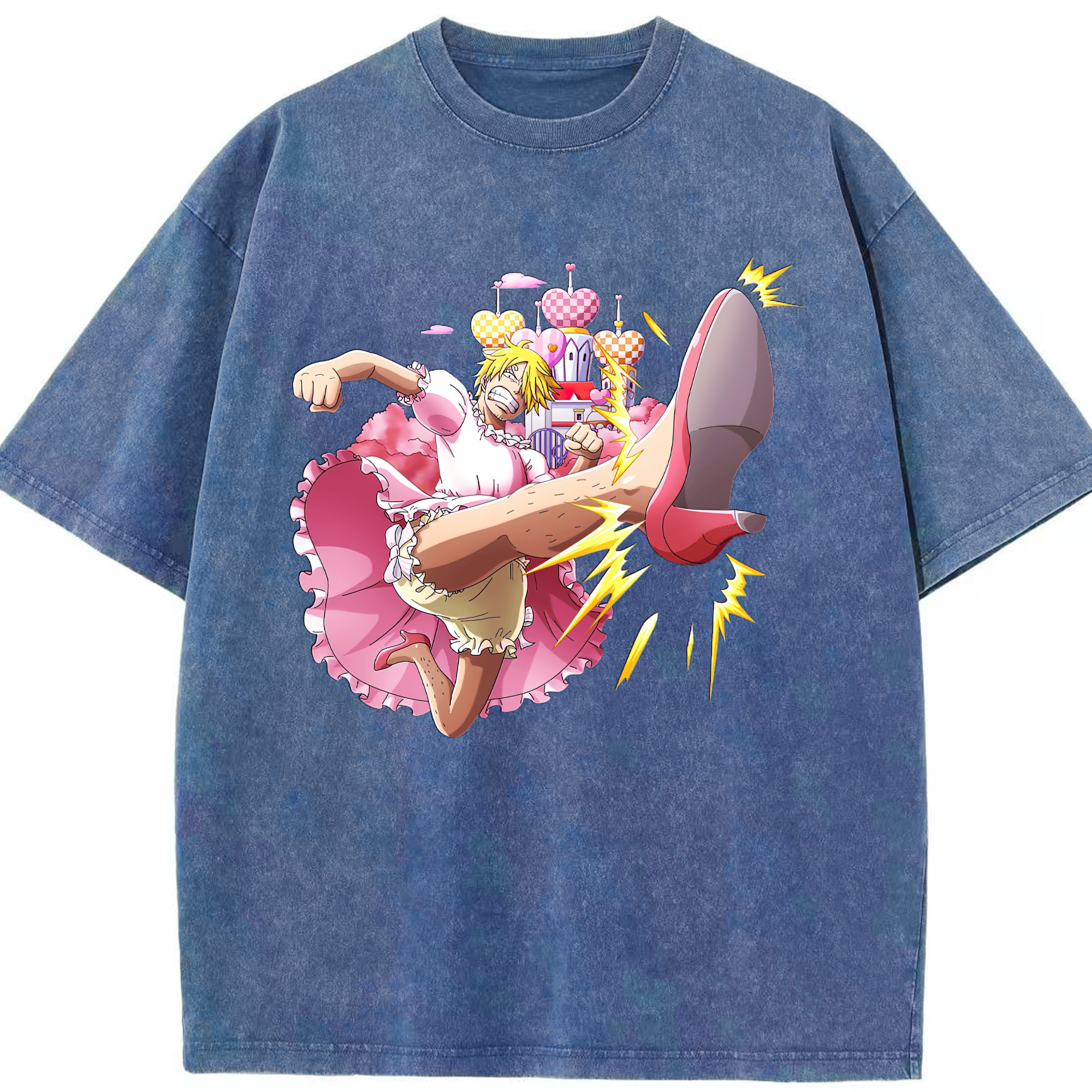 （画像用） ワンピース サンジ ONE PIECE Sanji 綿100% ヴィンテージ風 半袖Tシャツ（フロントプリント）