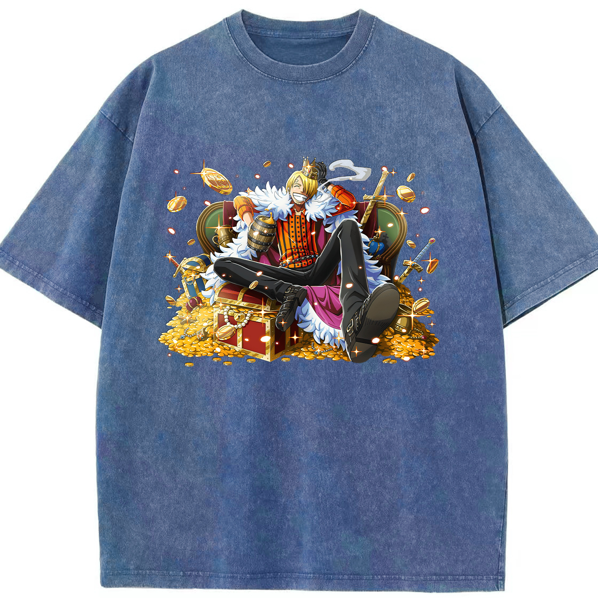 （画像用） ワンピース サンジ ONE PIECE Sanji 綿100% ヴィンテージ風 半袖Tシャツ（フロントプリント）