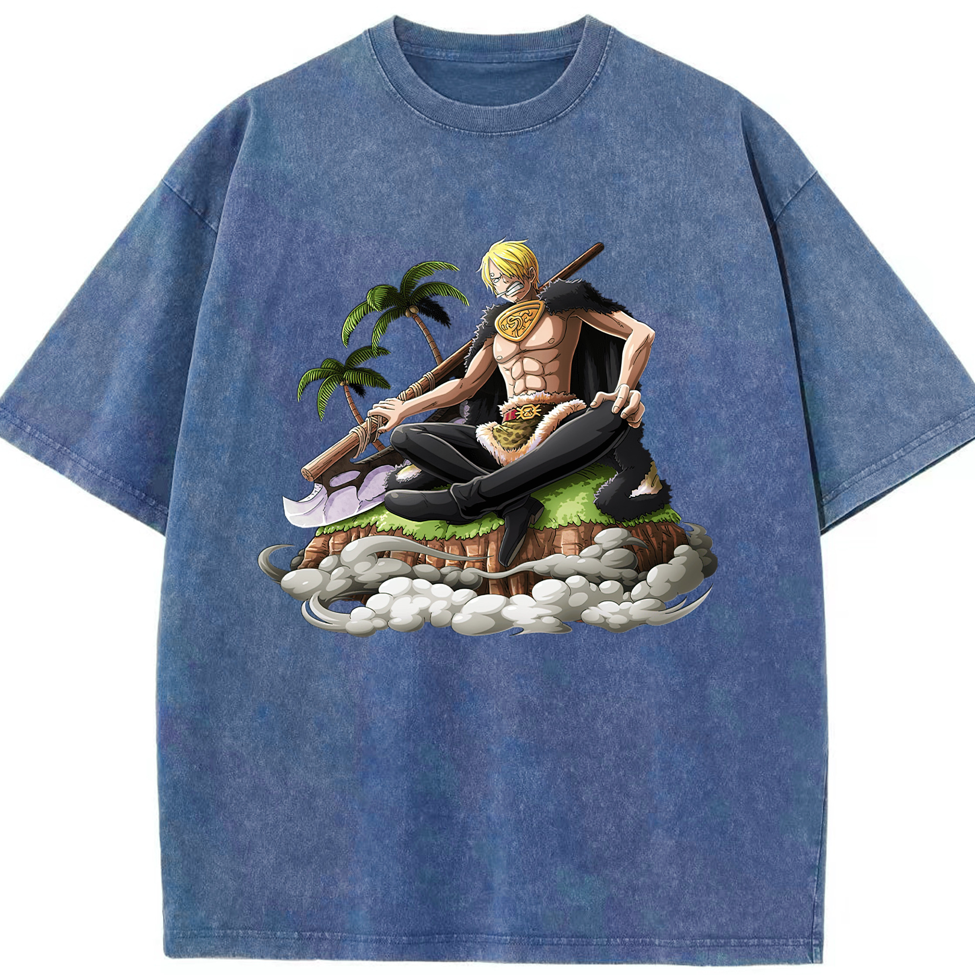 （画像用） ワンピース サンジ ONE PIECE Sanji 綿100% ヴィンテージ風 半袖Tシャツ（フロントプリント）