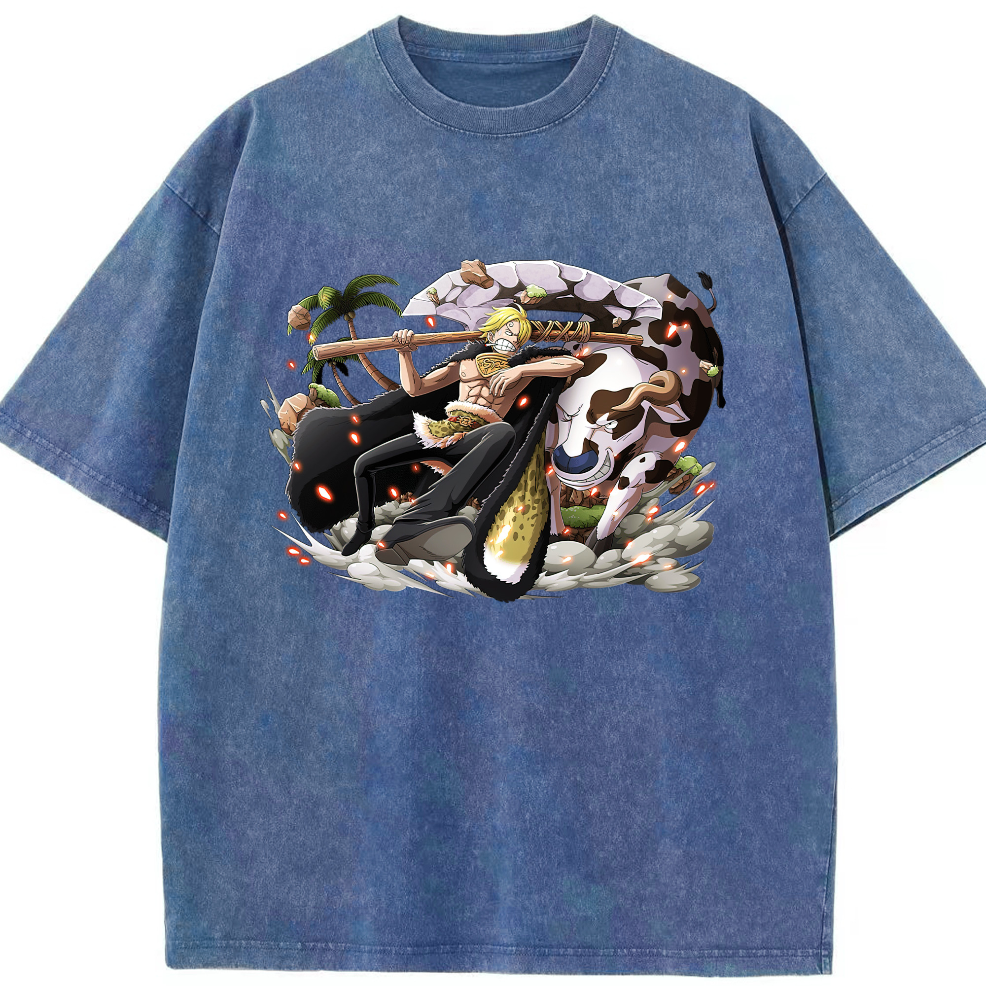 （画像用） ワンピース サンジ ONE PIECE Sanji 綿100% ヴィンテージ風 半袖Tシャツ（フロントプリント）