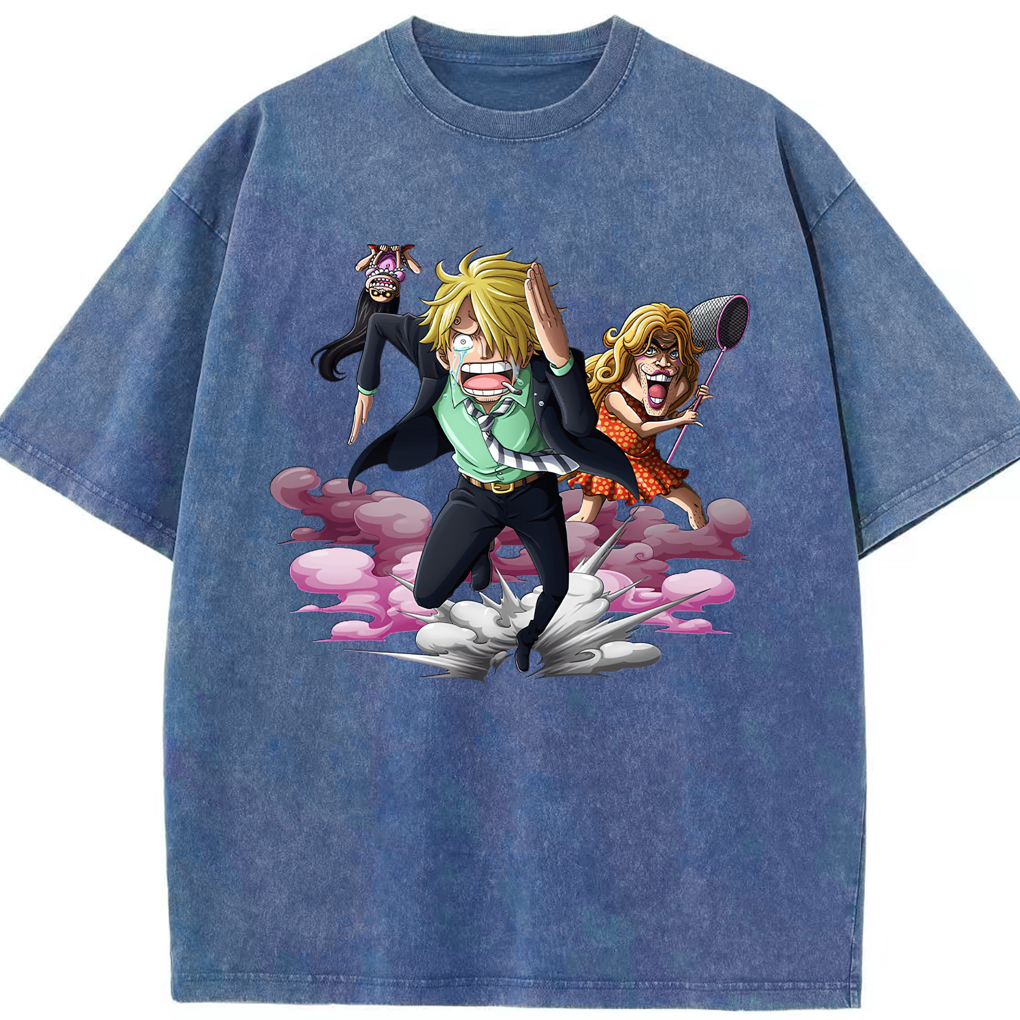 （画像用） ワンピース サンジ ONE PIECE Sanji 綿100% ヴィンテージ風 半袖Tシャツ（フロントプリント）