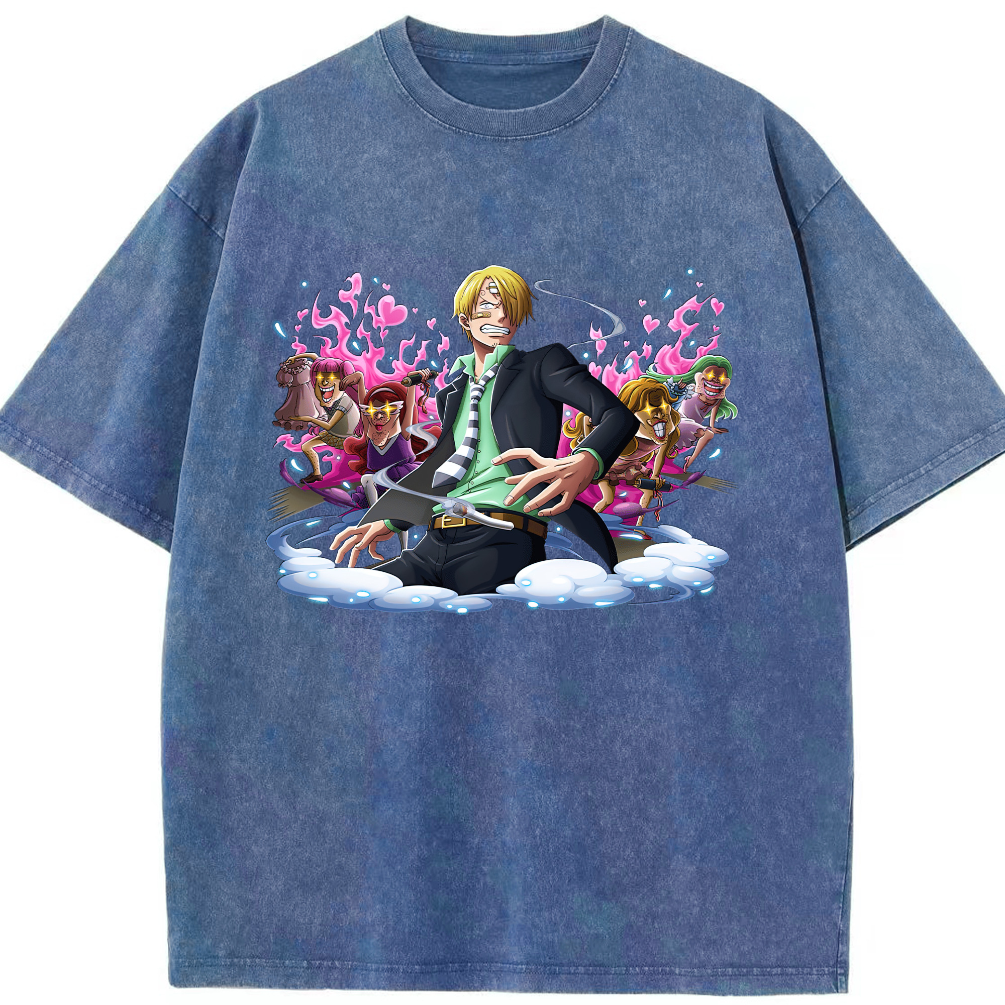 （画像用） ワンピース サンジ ONE PIECE Sanji 綿100% ヴィンテージ風 半袖Tシャツ（フロントプリント）