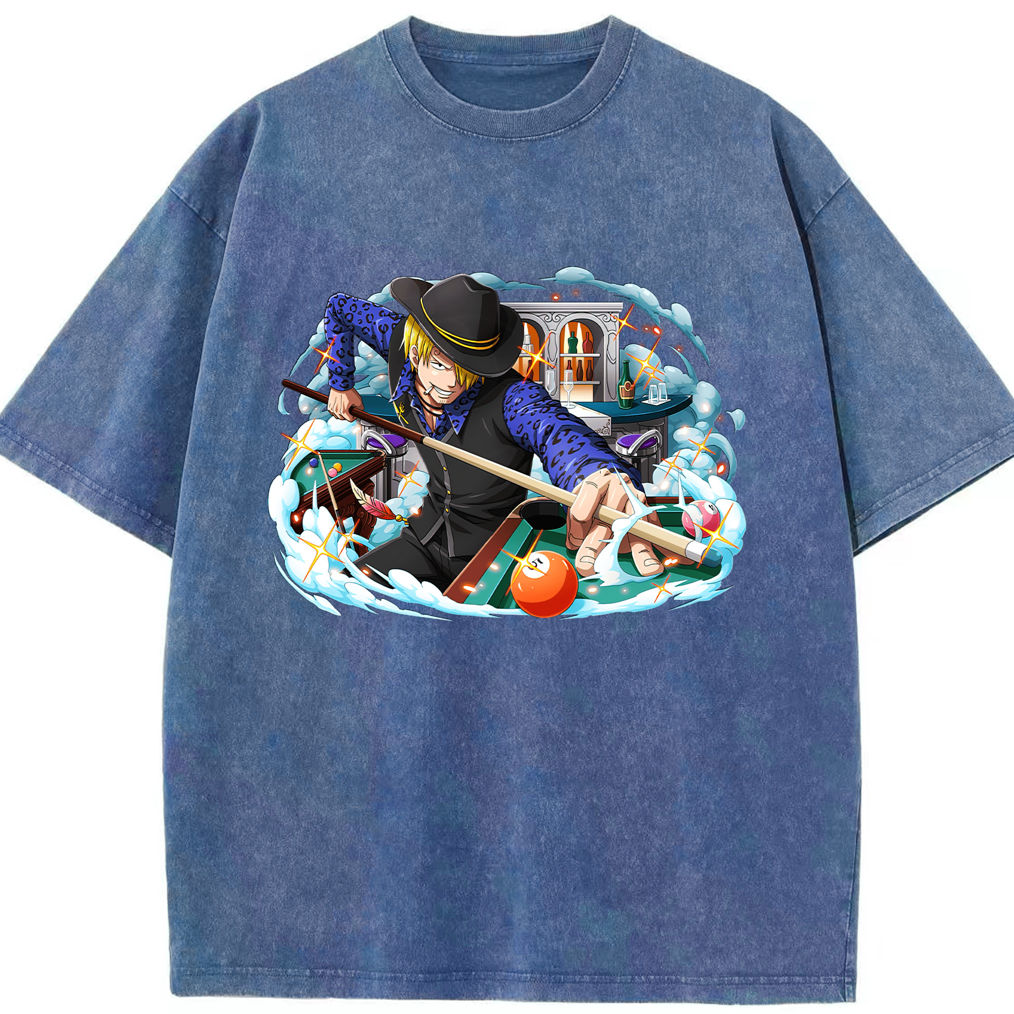 （画像用） ワンピース サンジ ONE PIECE Sanji 綿100% ヴィンテージ風 半袖Tシャツ（フロントプリント）