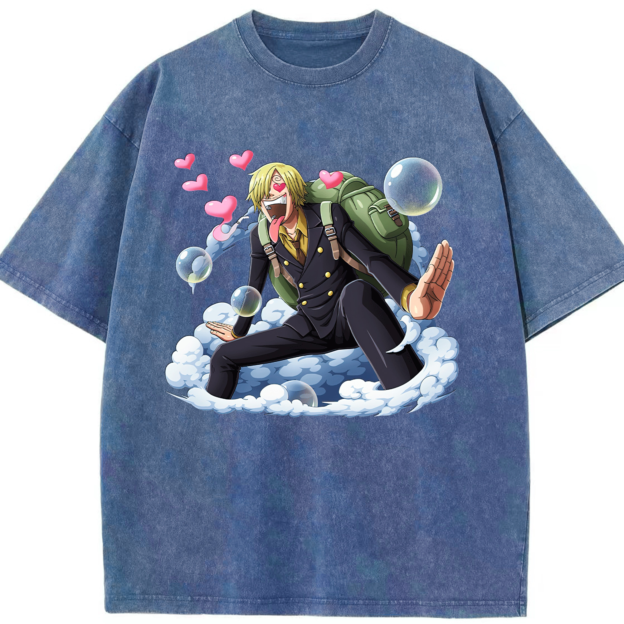 （画像用） ワンピース サンジ ONE PIECE Sanji 綿100% ヴィンテージ風 半袖Tシャツ（フロントプリント）