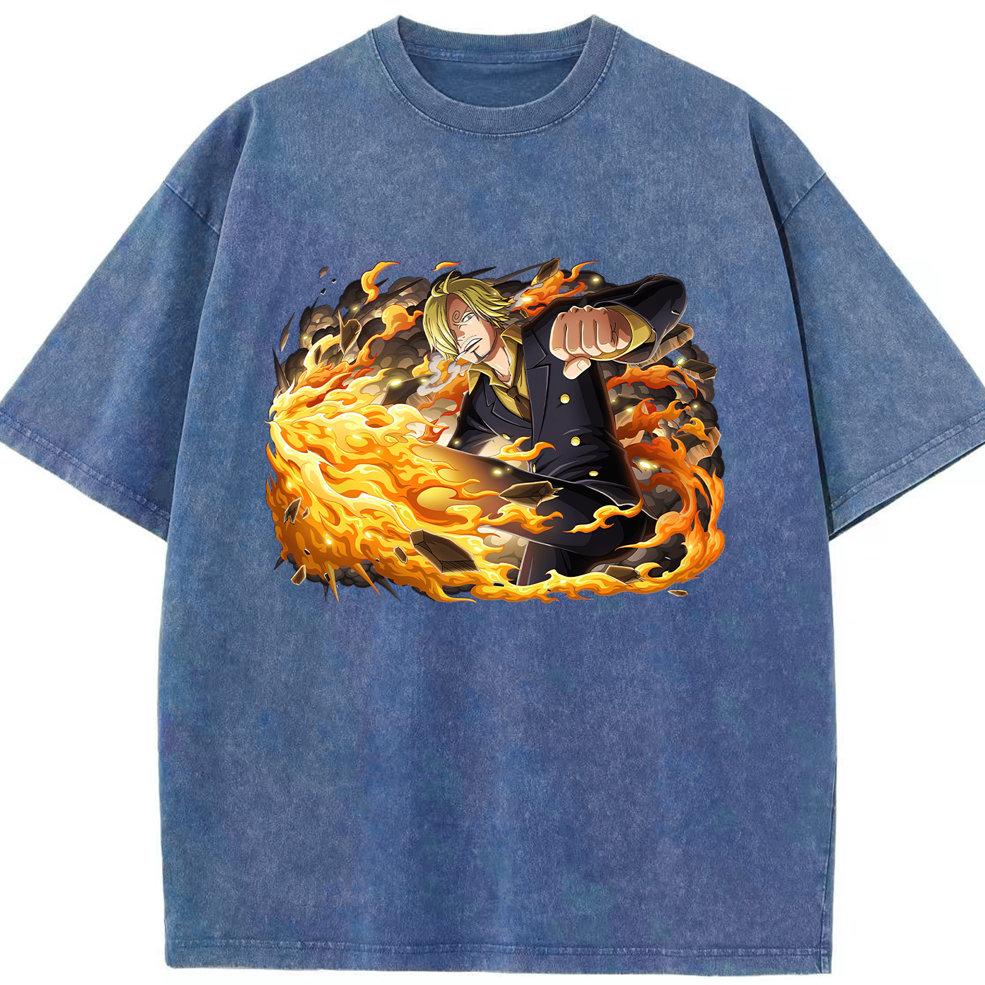 （画像用） ワンピース サンジ ONE PIECE Sanji 綿100% ヴィンテージ風 半袖Tシャツ（フロントプリント）