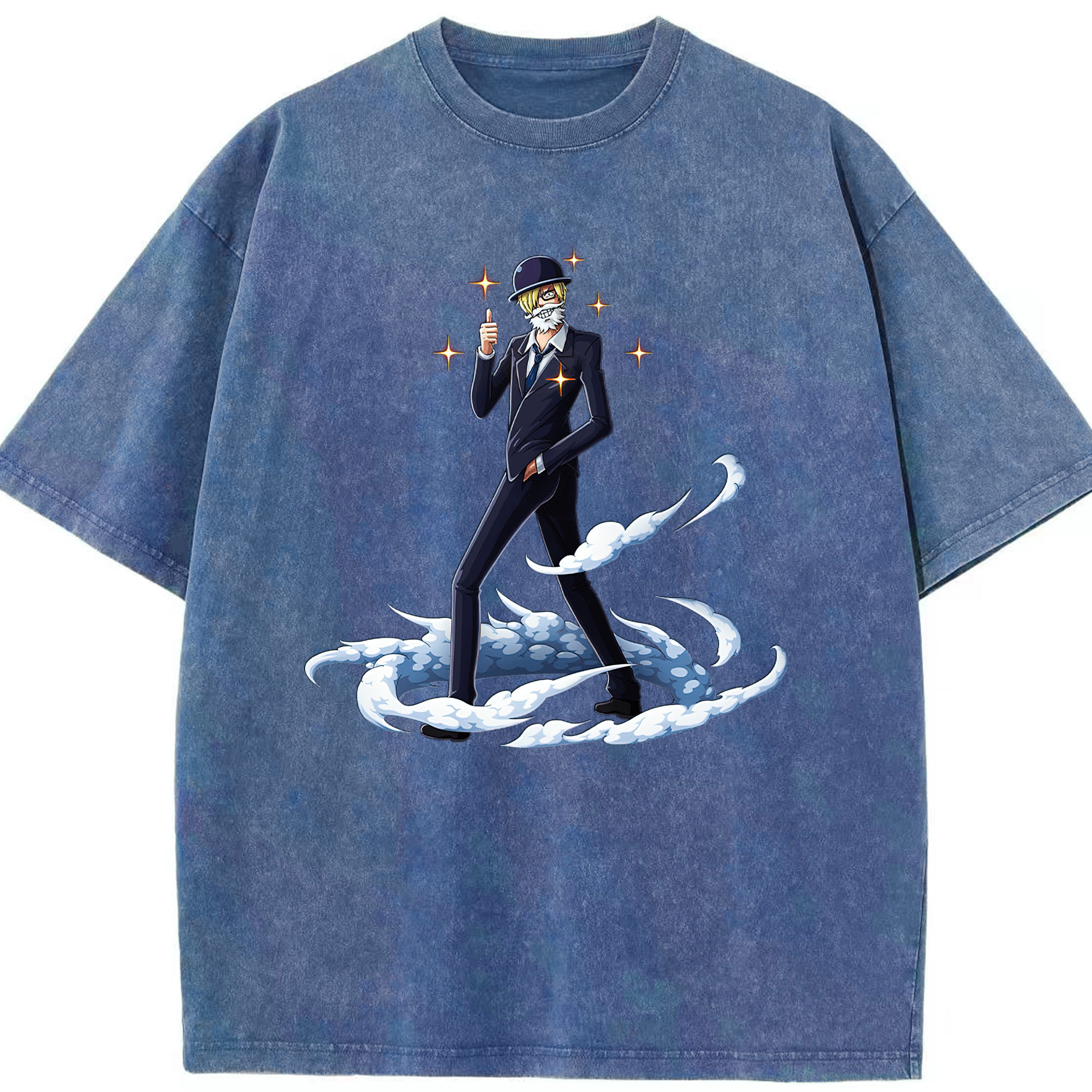 （画像用） ワンピース サンジ ONE PIECE Sanji 綿100% ヴィンテージ風 半袖Tシャツ（フロントプリント）