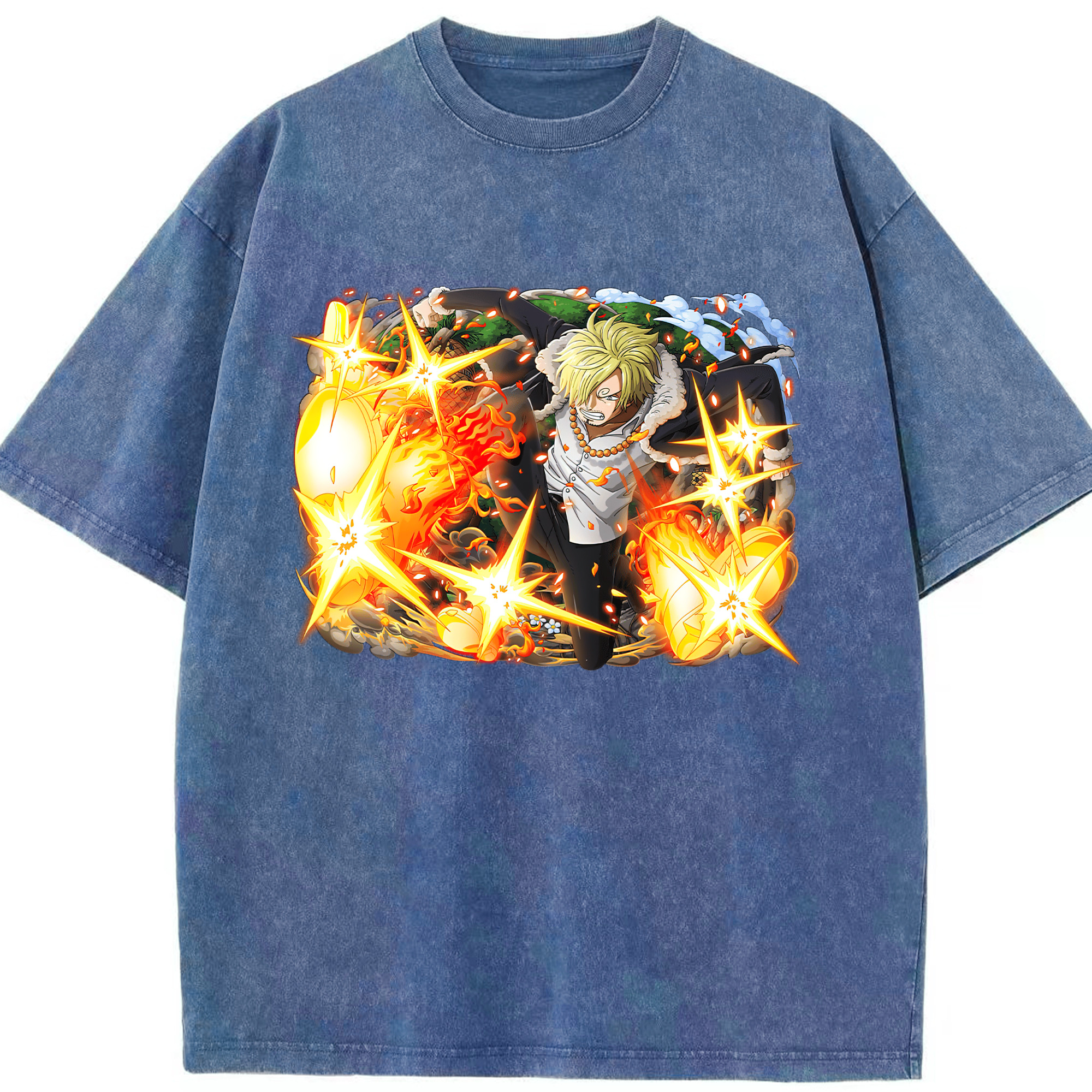 （画像用） ワンピース サンジ ONE PIECE Sanji 綿100% ヴィンテージ風 半袖Tシャツ（フロントプリント）
