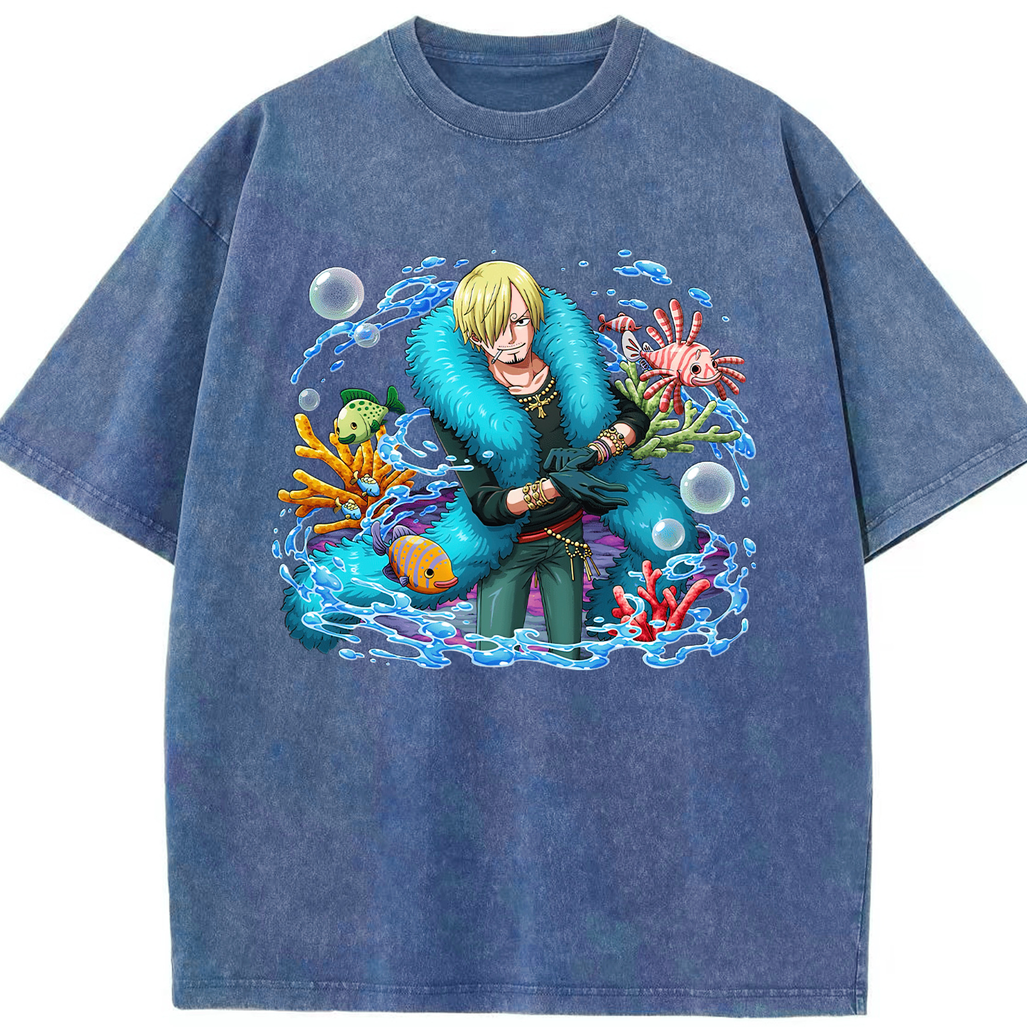 ワンピース サンジ ONE PIECE Sanji 綿100% ヴィンテージ風 半袖Tシャツ（フロントプリント）