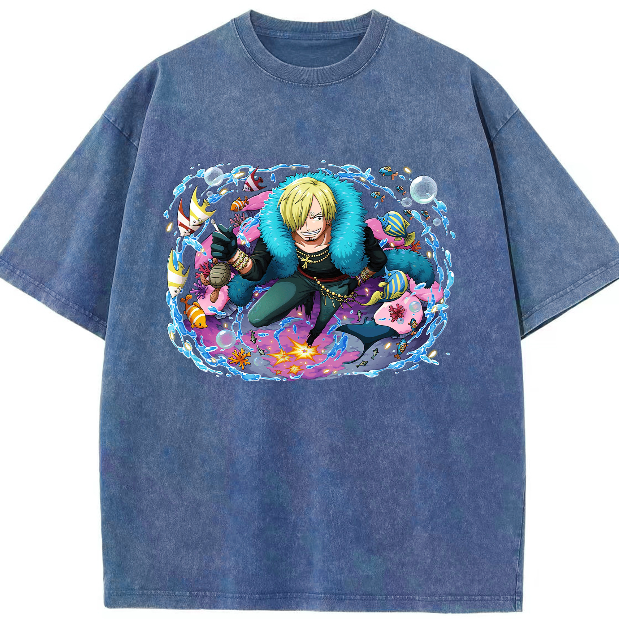 ワンピース サンジ ONE PIECE Sanji 綿100% ヴィンテージ風 半袖Tシャツ（フロントプリント）