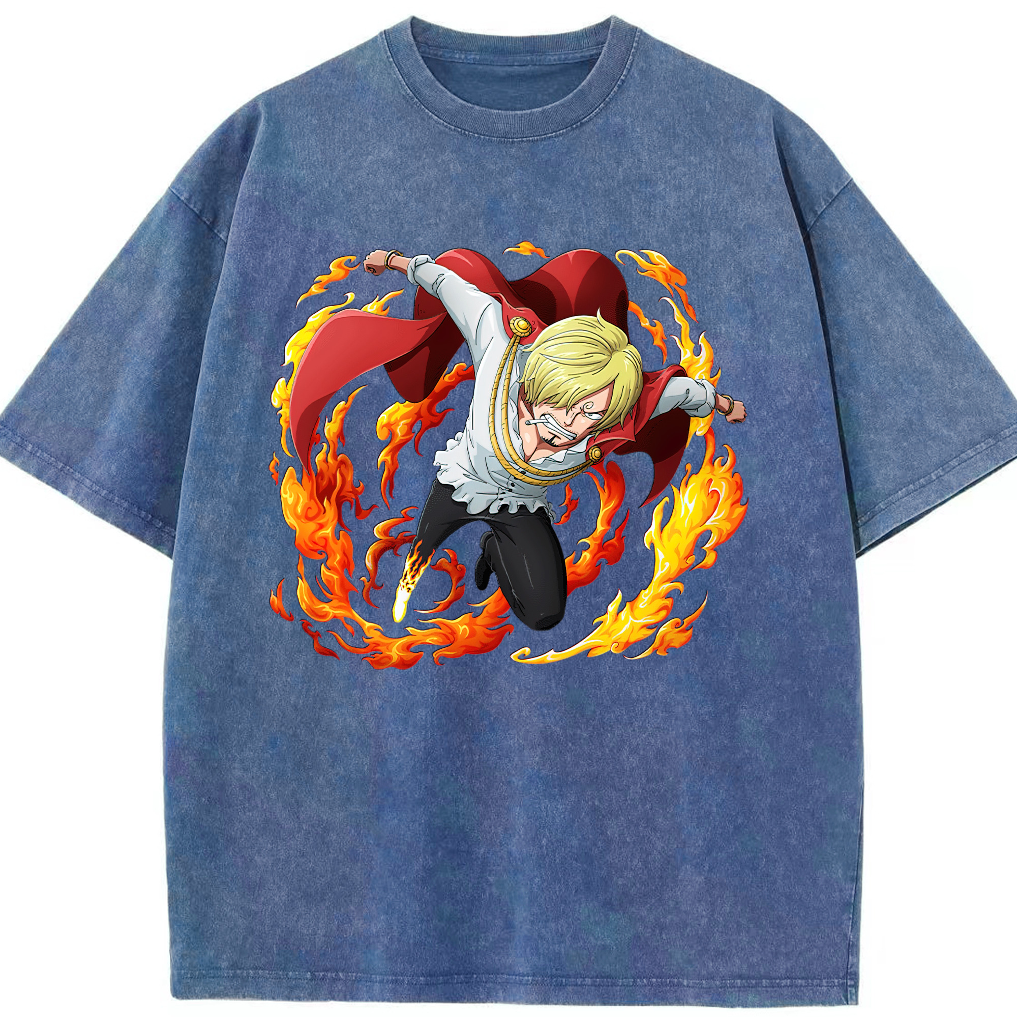 ワンピース サンジ ONE PIECE Sanji 綿100% ヴィンテージ風 半袖Tシャツ（フロントプリント）