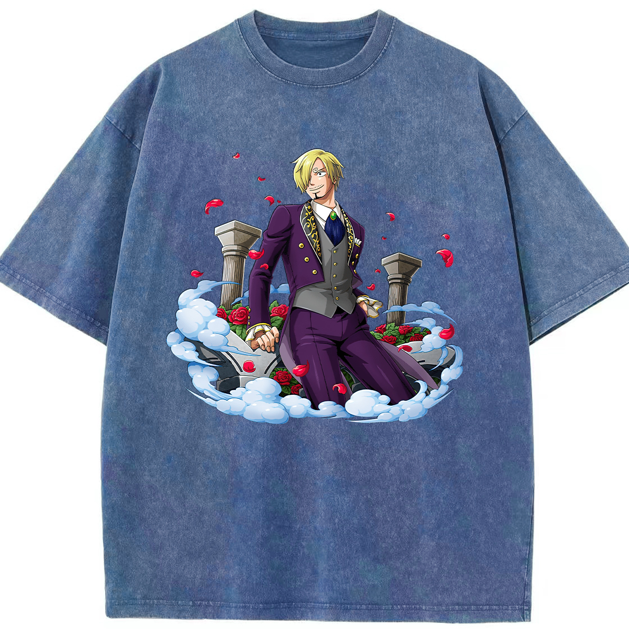 ワンピース サンジ ONE PIECE Sanji 綿100% ヴィンテージ風 半袖Tシャツ（フロントプリント）